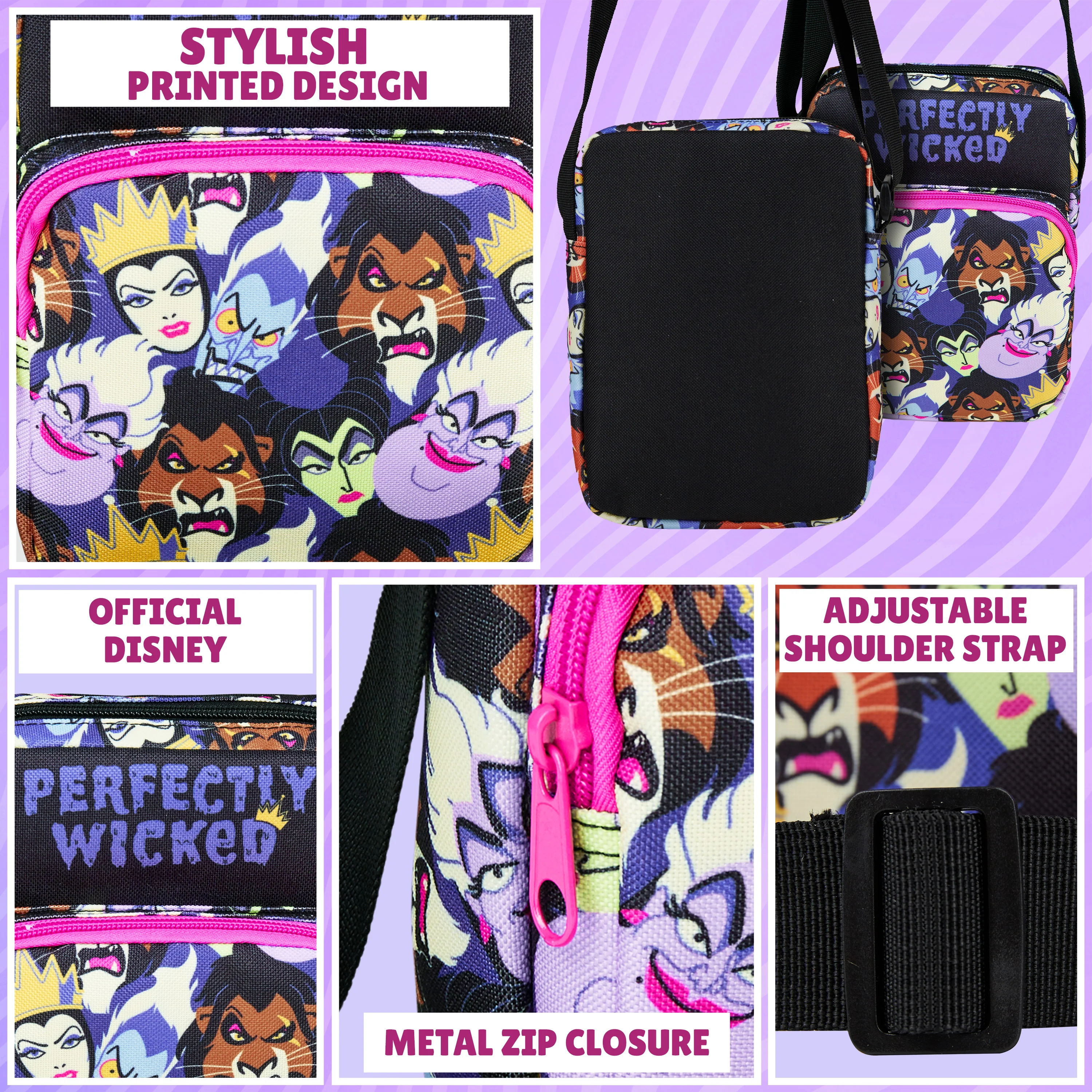 Disney Villans Handbag for Girls Cross Body Bag Teens with Adjustable Strap - Image 4