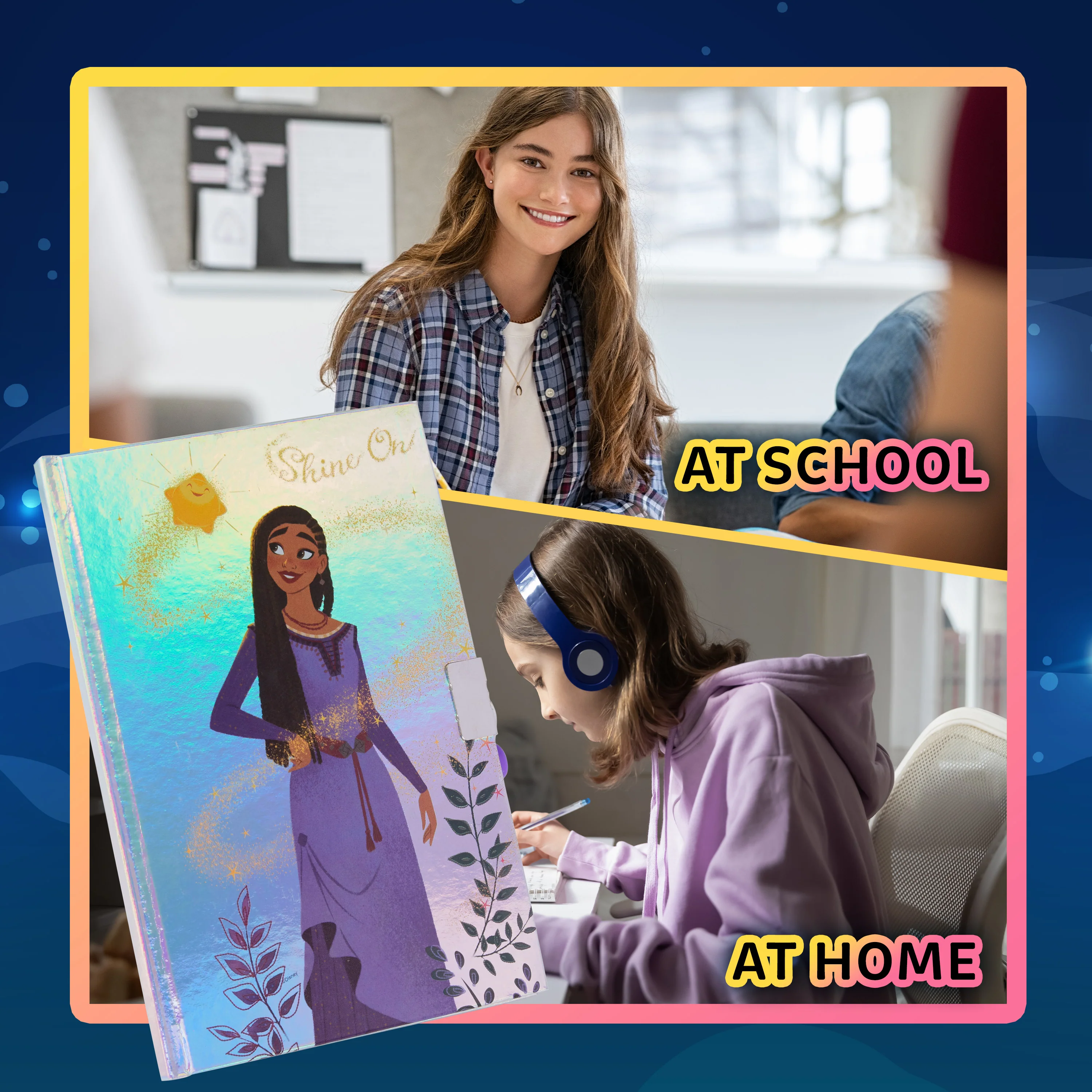 Disney Wish Diary for Girls -Girls Diary with Lock UV Invisible Ink Pen and Stickers Sheet - Image 4
