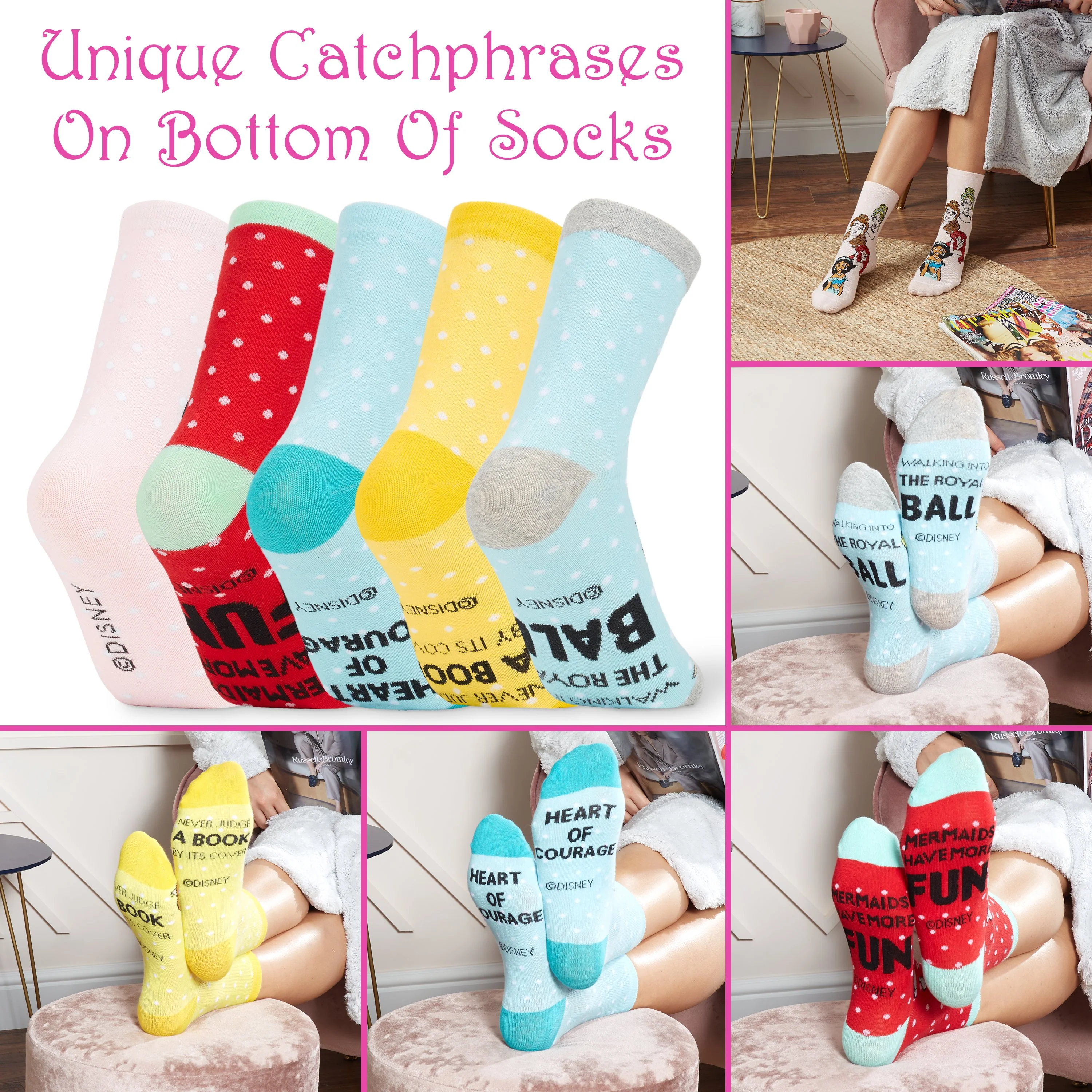 Disney Women Socks, 5 Pairs Ladies Socks Princess, Disney Princesses Gifts - Image 6