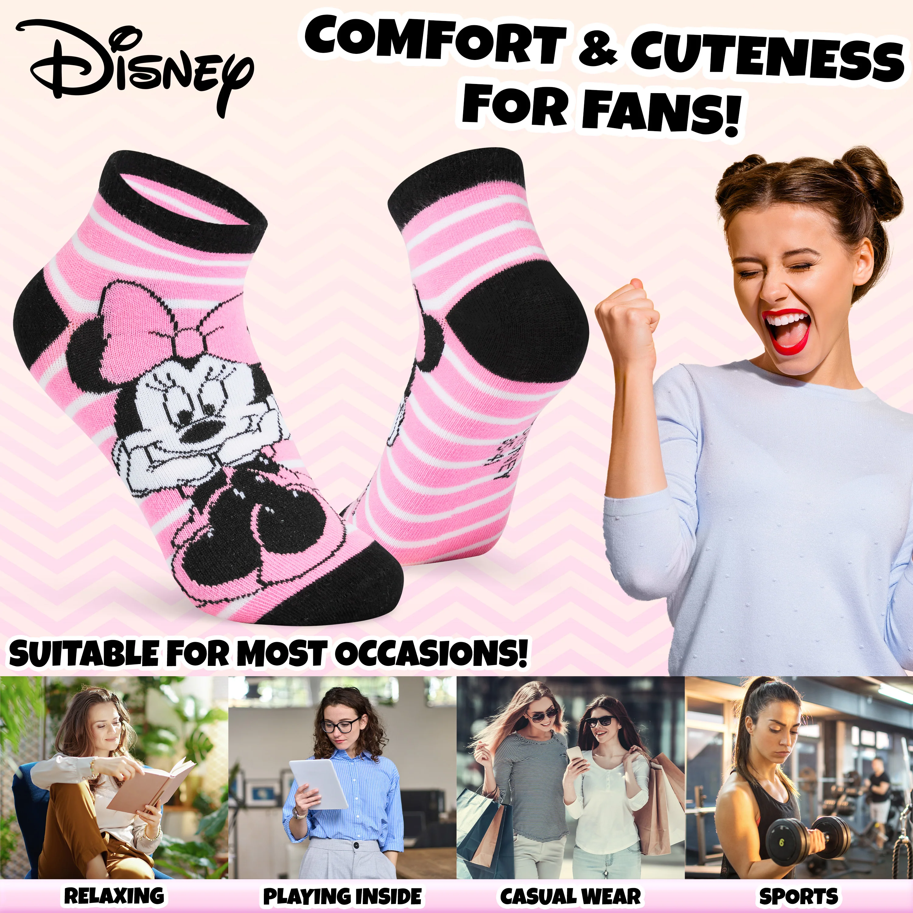 Disney Womens Ankle Socks, Soft and Breathable Socks Pack of 5 - Gifts for Her - Image 4