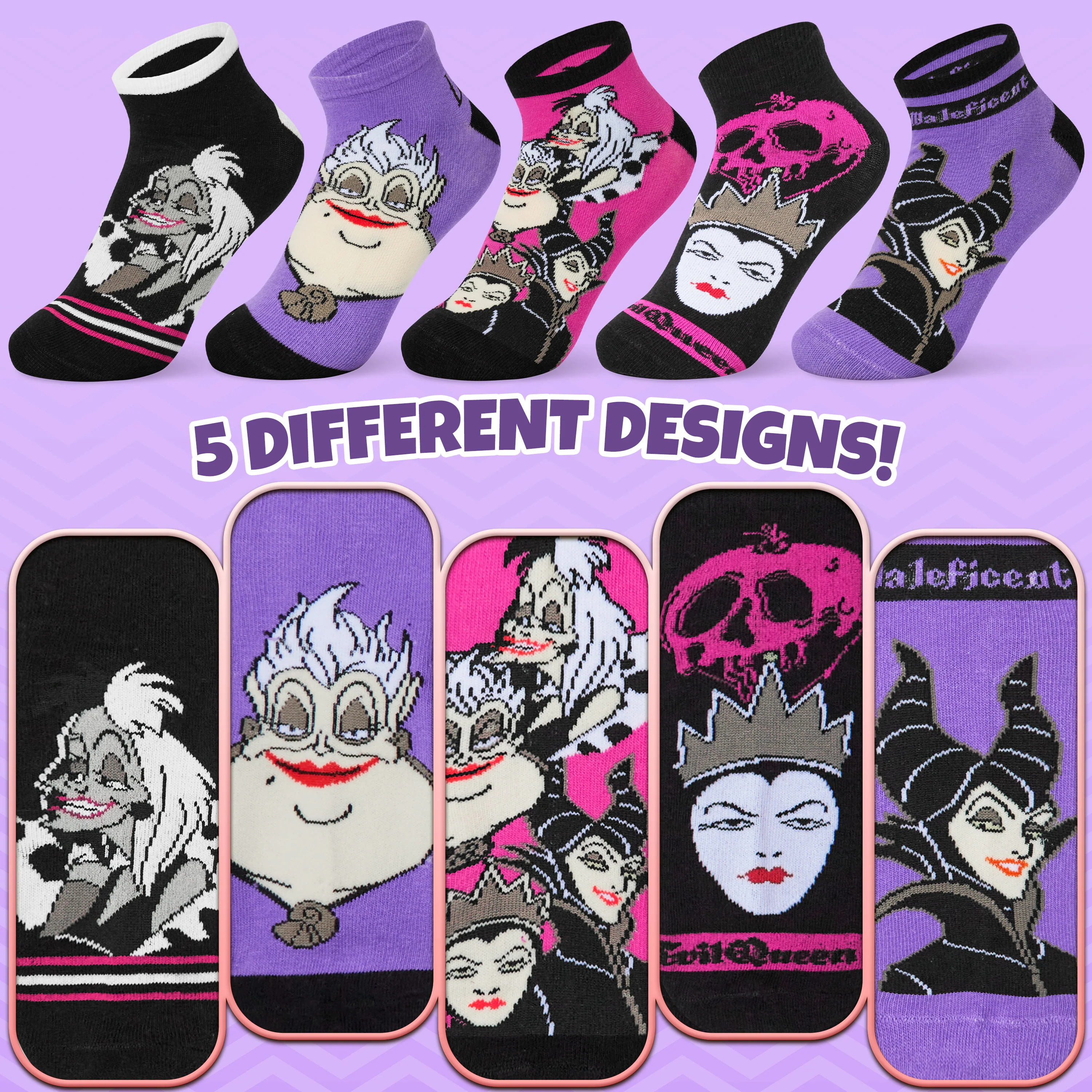 Disney Womens Ankle Socks, Soft and Breathable Socks Pack of 5 - Gifts for Her - Image 5
