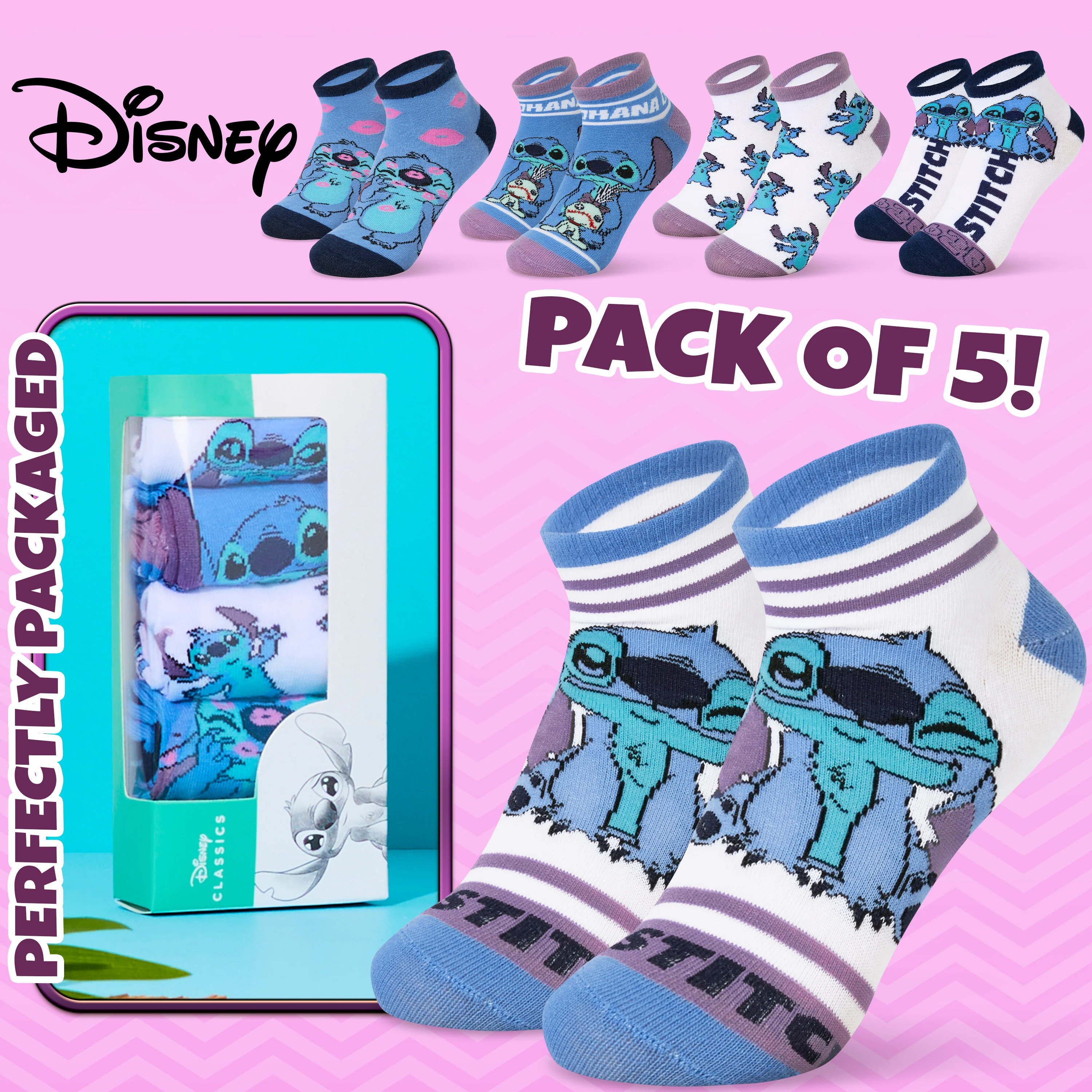 Disney Womens Ankle Socks, Soft and Breathable Socks Pack of 5 - Gifts for Her - Image 6