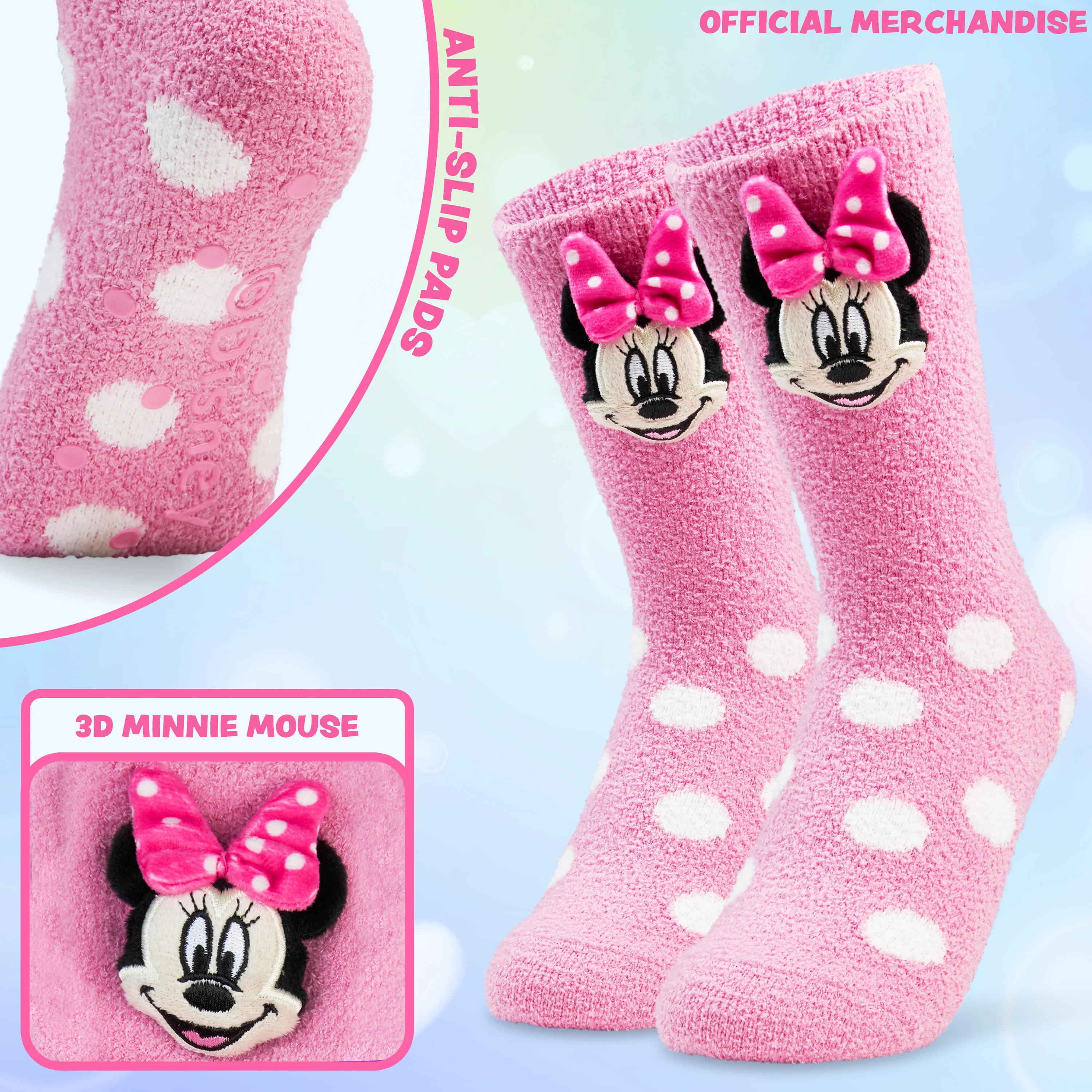 Disney Womens Fluffy Slipper Socks, Non Slip Bed Socks - Gifts for Her - Image 3