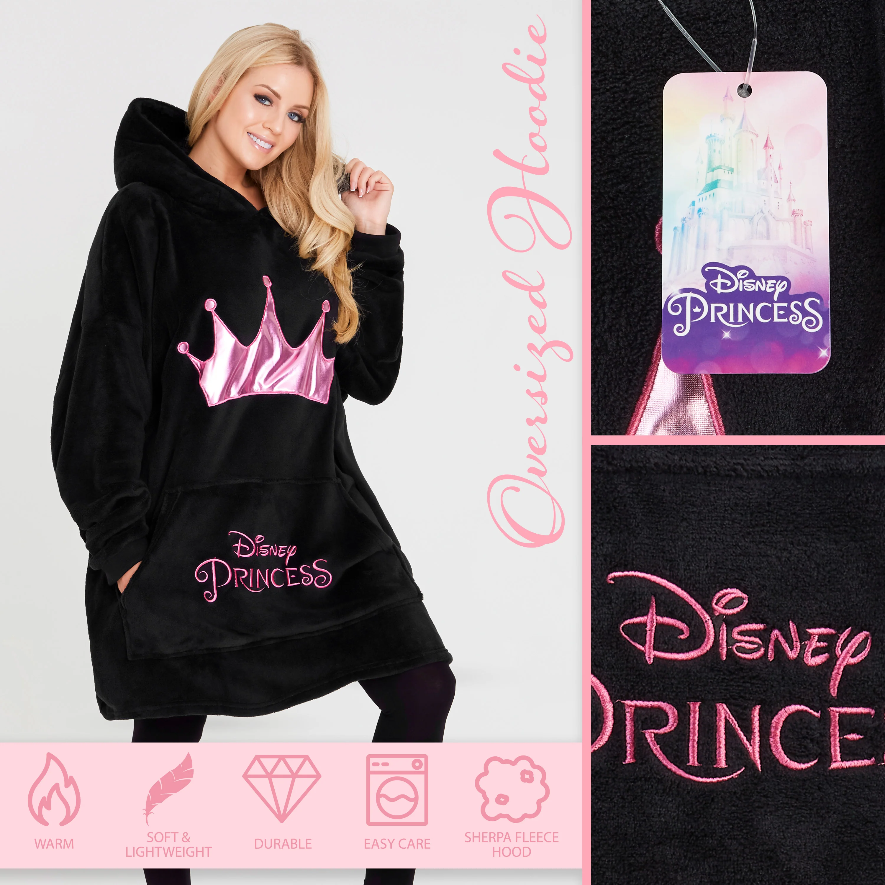 Disney Women's Hoodies, Oversized Blanket Hoodie, Minnie and Mickey Gifts - Image 3