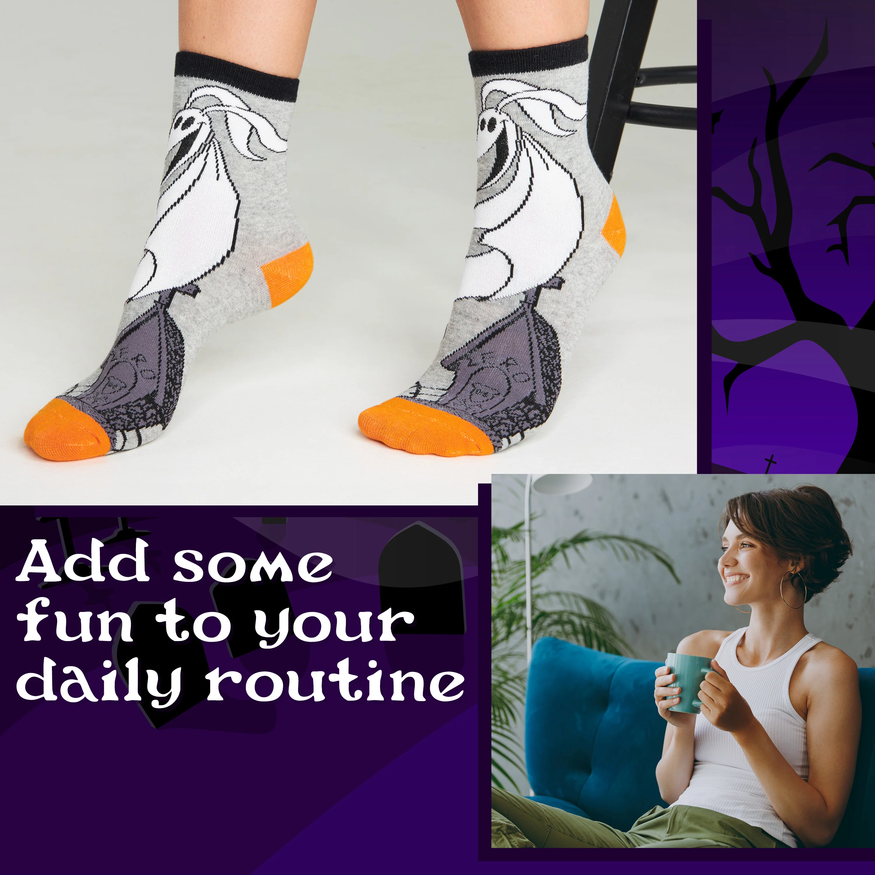 Disney Womens Novelty Calf Socks, Soft Breathable Ankle Socks Pack of 5 Gifts for Women - Image 3