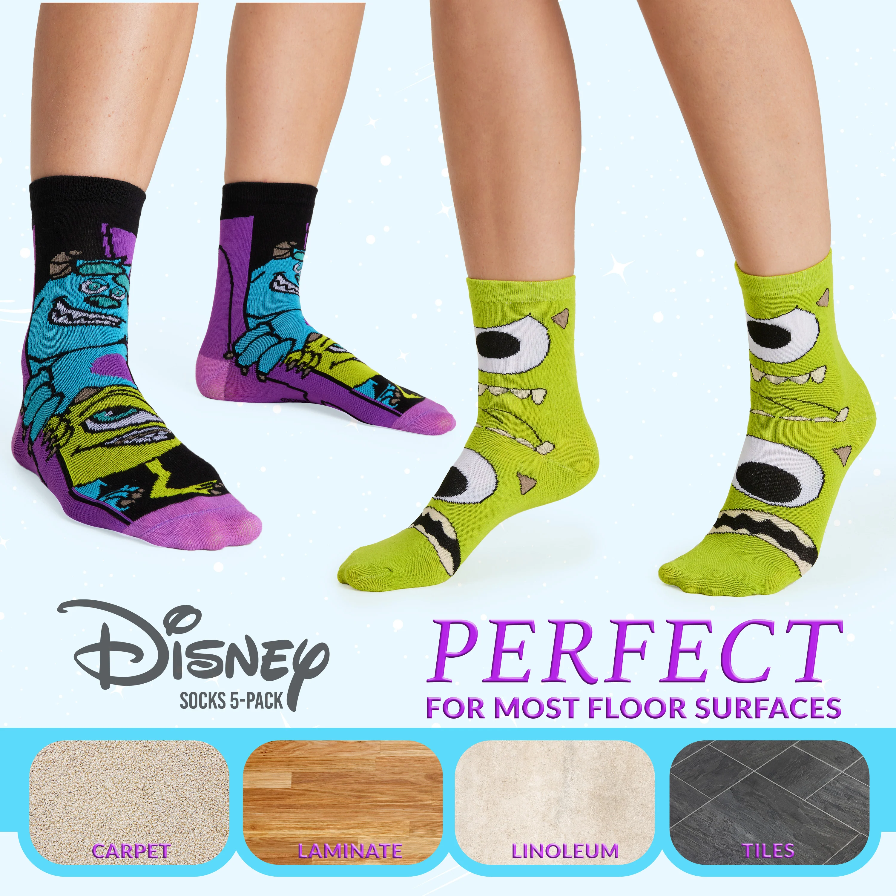 Disney Womens Novelty Calf Socks, Soft Breathable Ankle Socks Pack of 5 Gifts for Women - Image 3