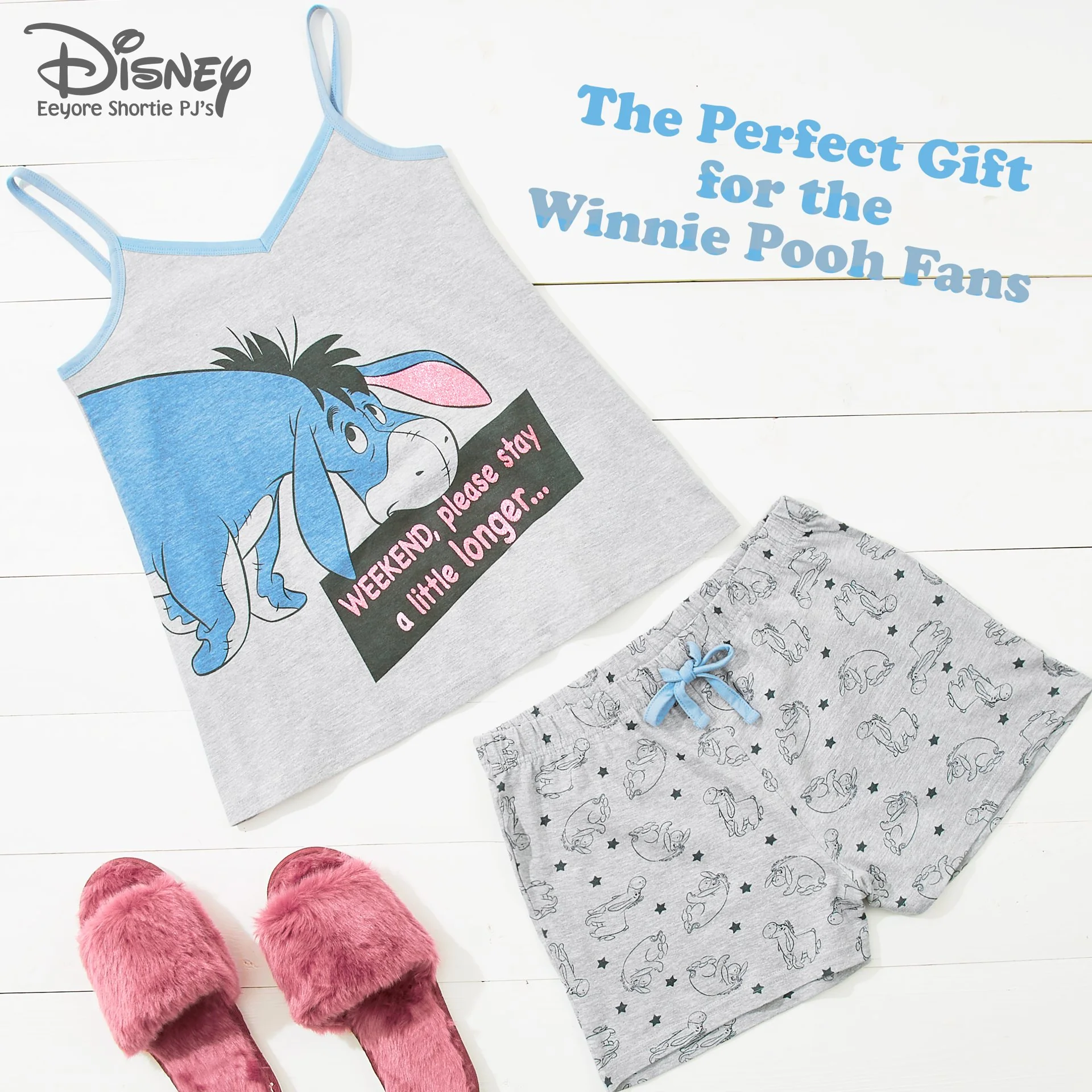 Disney Womens Pyjama Sets, Eeyore Cotton Shorts and Top PJs Set for Ladies - Image 4