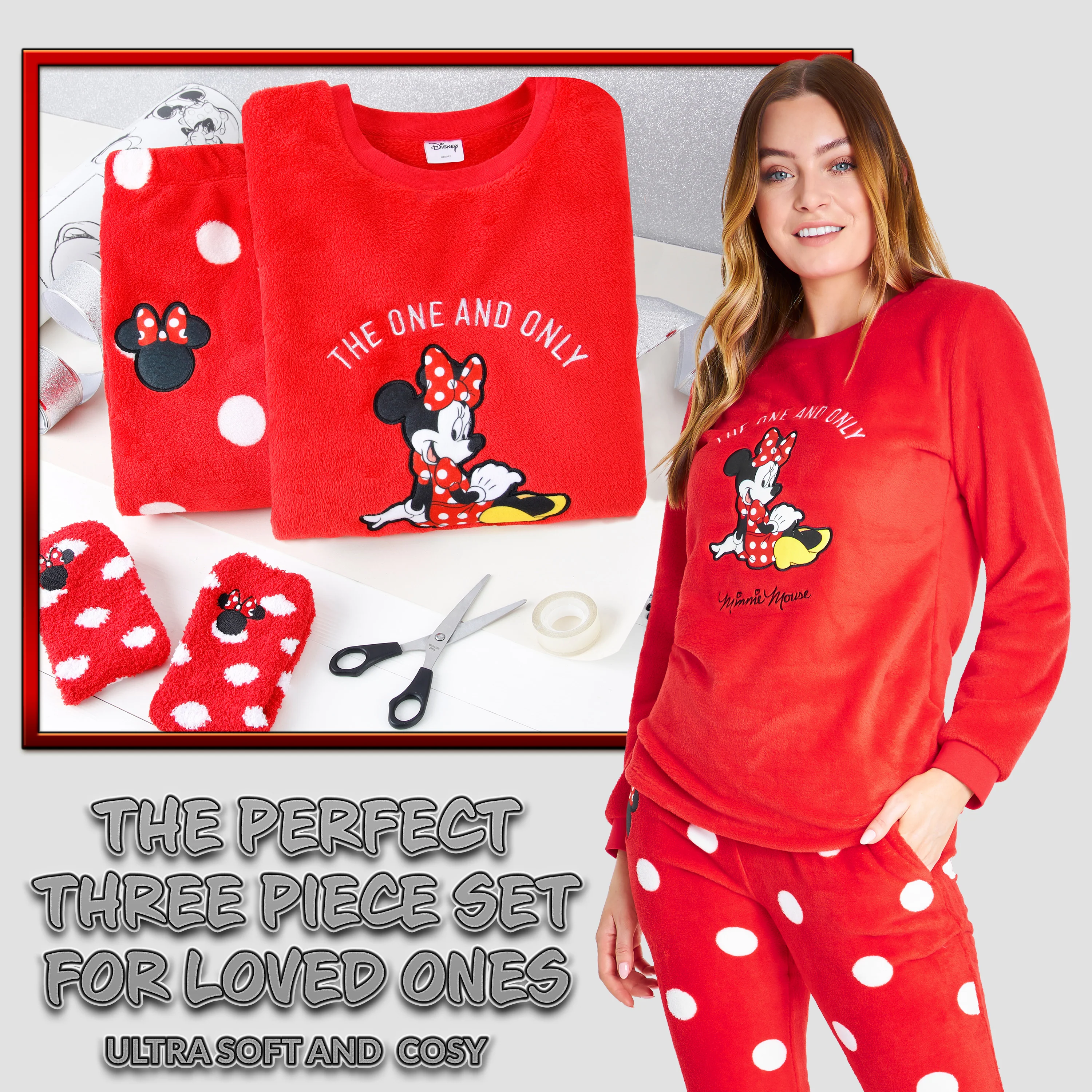 Disney Womens Pyjamas, Fleece Loungewear and Fluffy Minnie Gift Set - Image 2