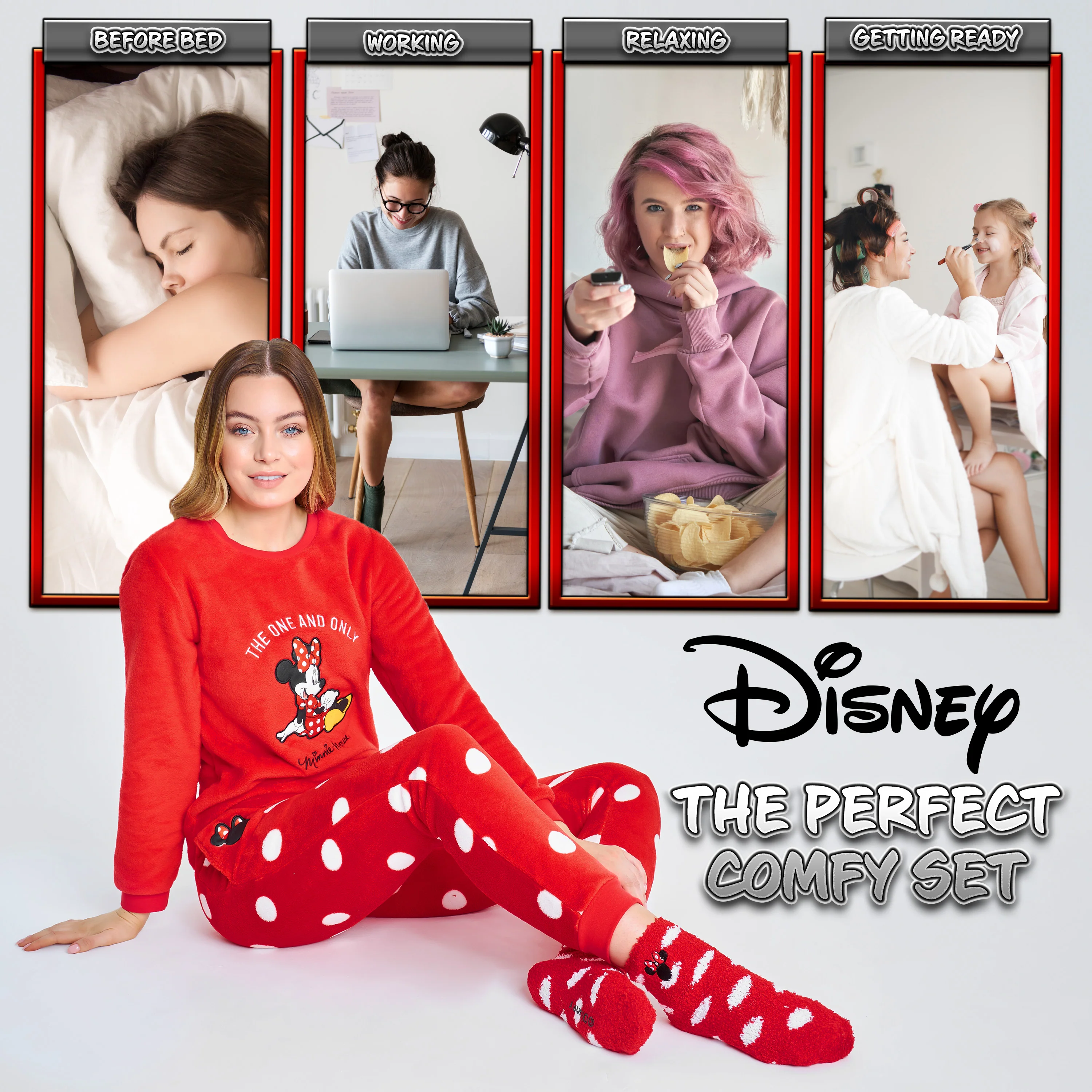 Disney Womens Pyjamas, Fleece Loungewear and Fluffy Minnie Gift Set - Image 5