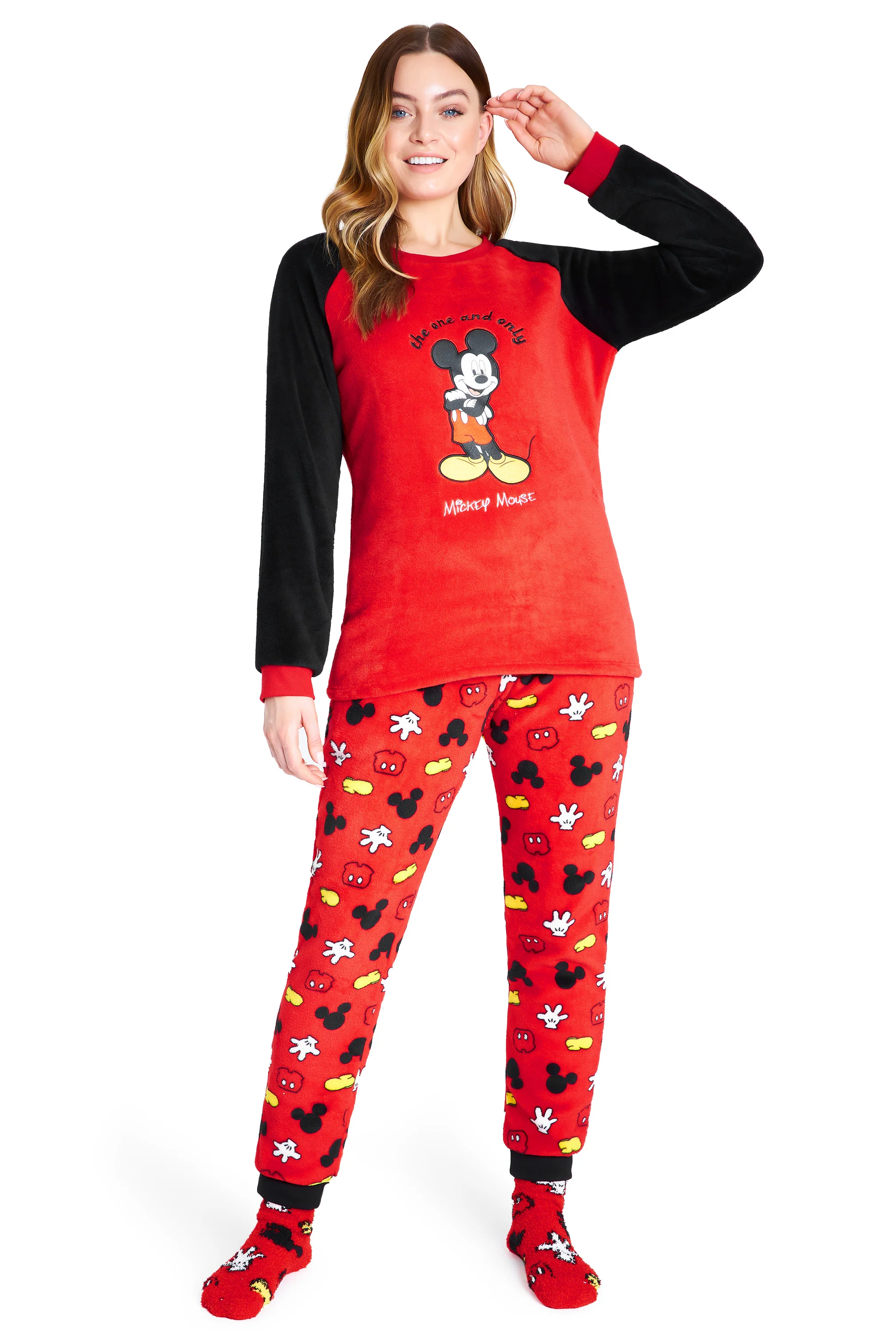 Disney Womens Pyjamas, Fleece Loungewear and Fluffy Socks Stitch Gift Set