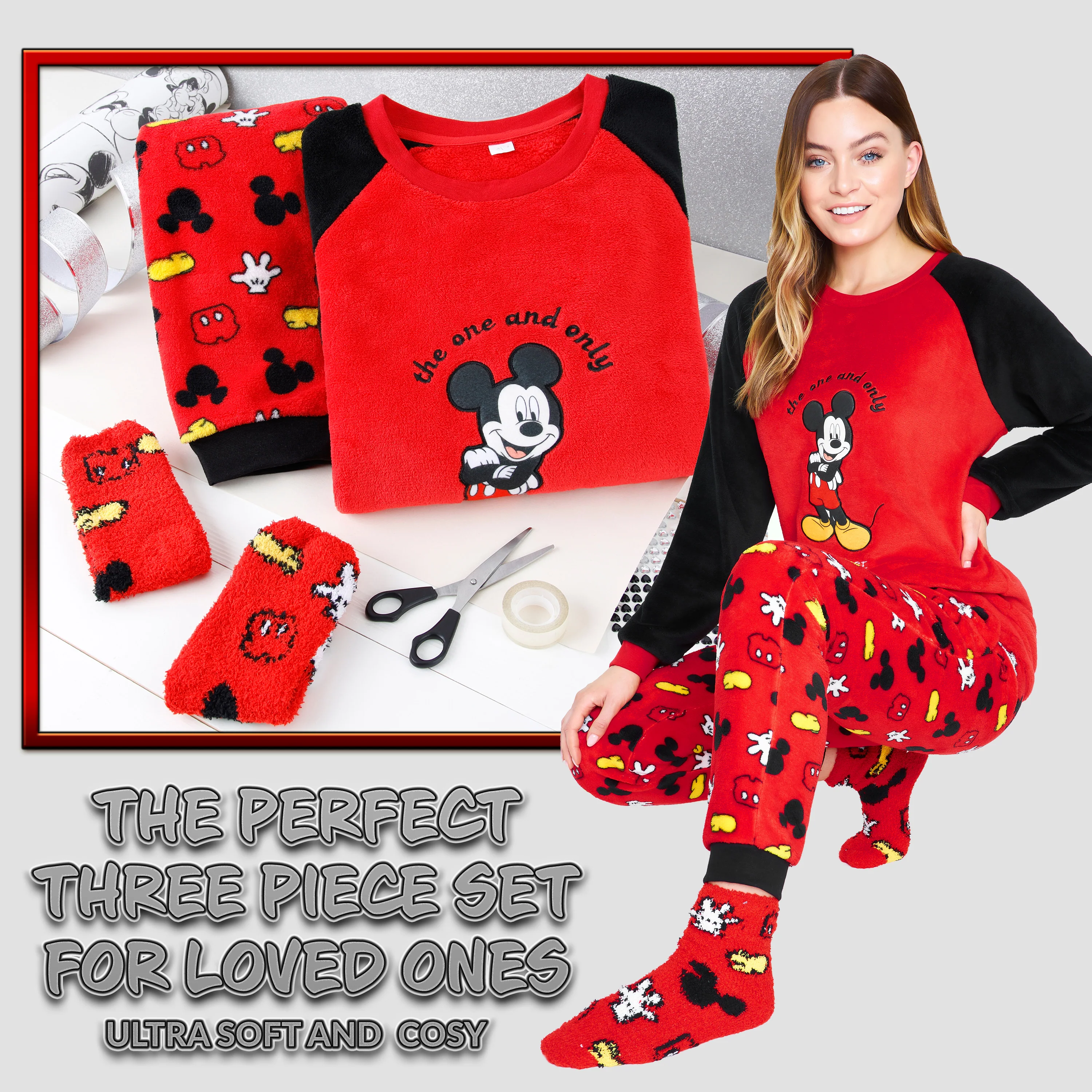 Disney Womens Pyjamas, Fleece Loungewear and Fluffy Socks Stitch Gift Set - Image 2