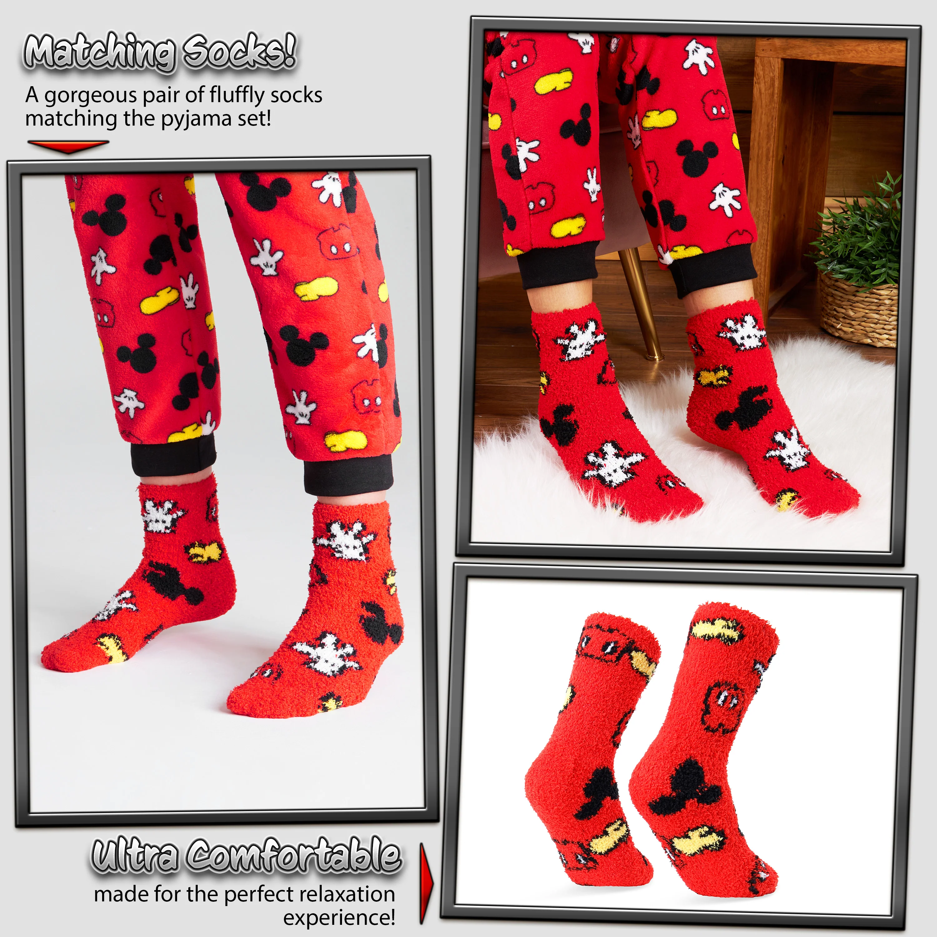 Disney Womens Pyjamas, Fleece Loungewear and Fluffy Socks Stitch Gift Set - Image 4