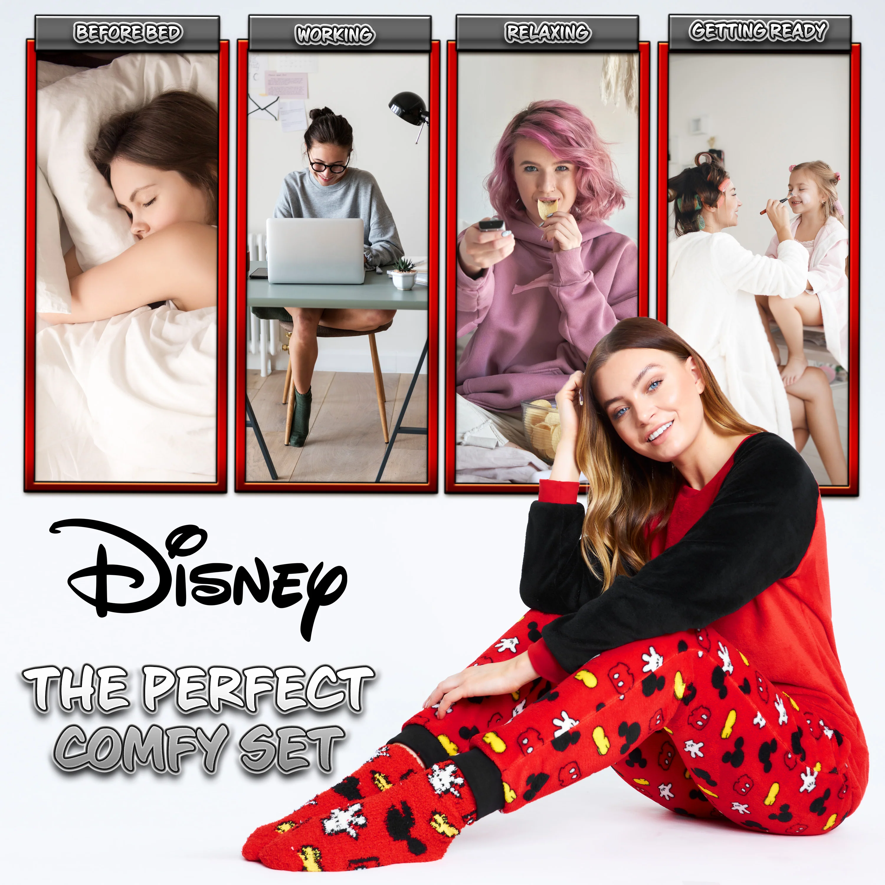 Disney Womens Pyjamas, Fleece Loungewear and Fluffy Socks Stitch Gift Set - Image 5