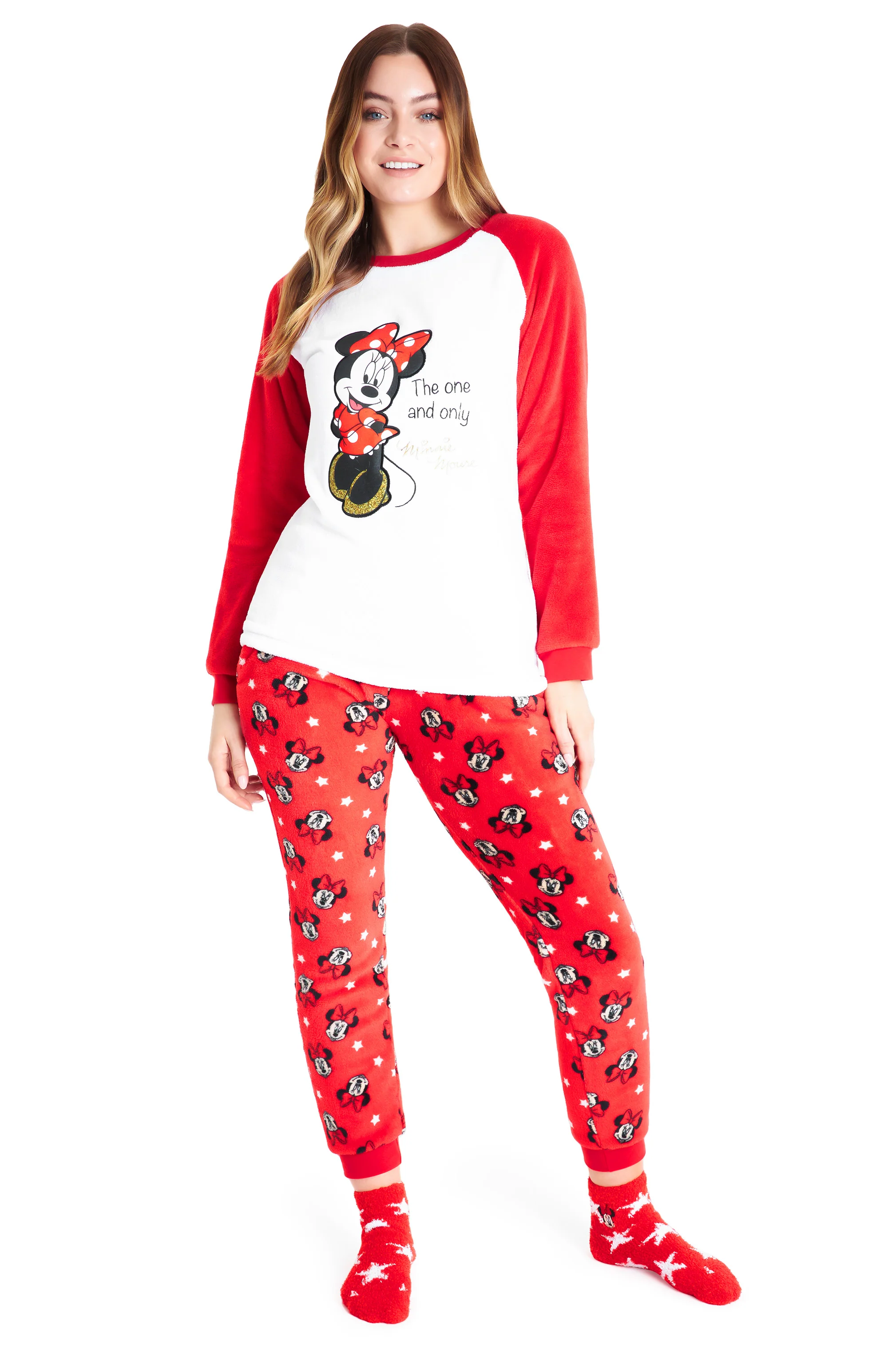 Disney Womens Pyjamas, Fleece Loungewear and Fluffy Socks Stitch Gift Set