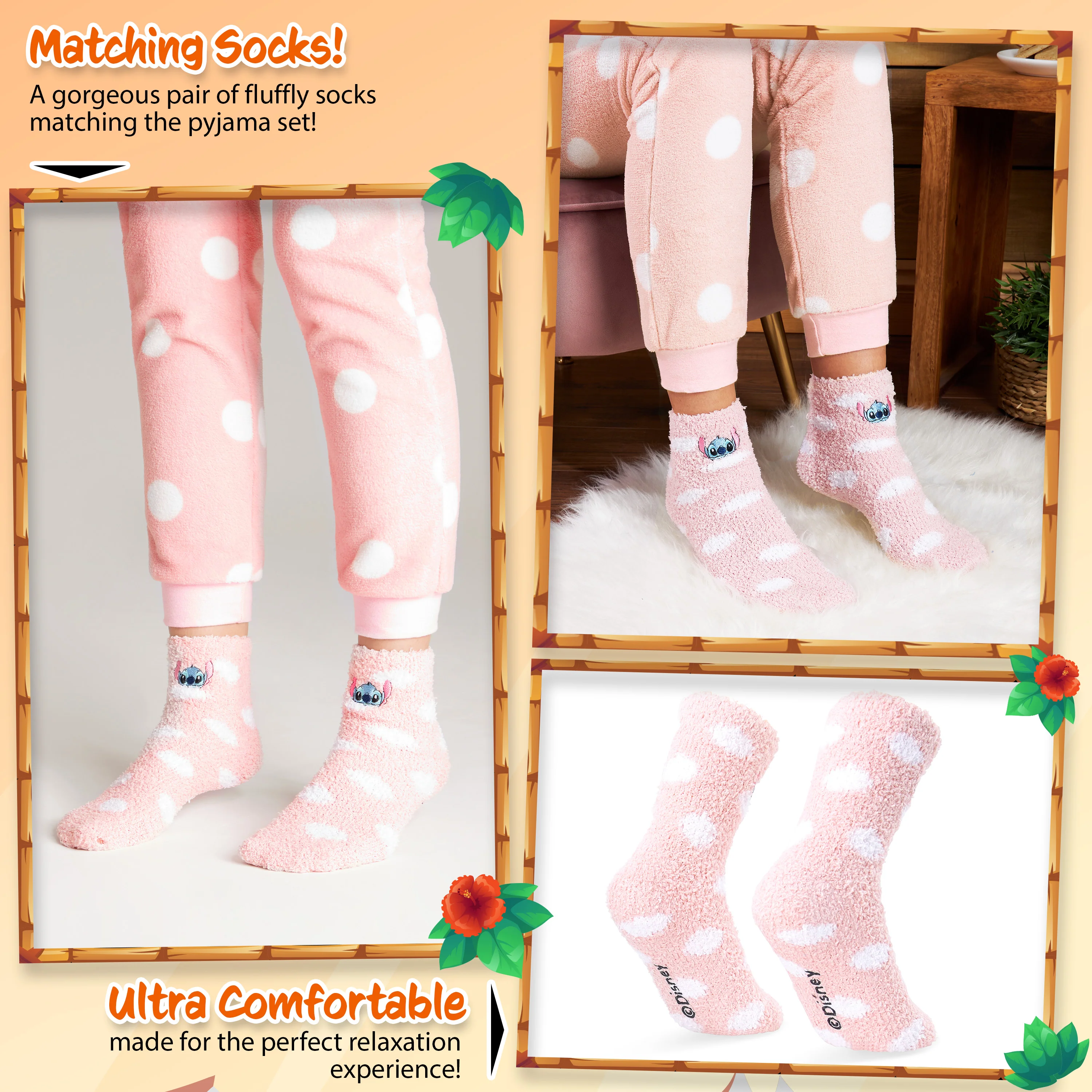 Disney Womens Pyjamas, Fleece Loungewear and Fluffy Socks Stitch Gift Set - Image 4
