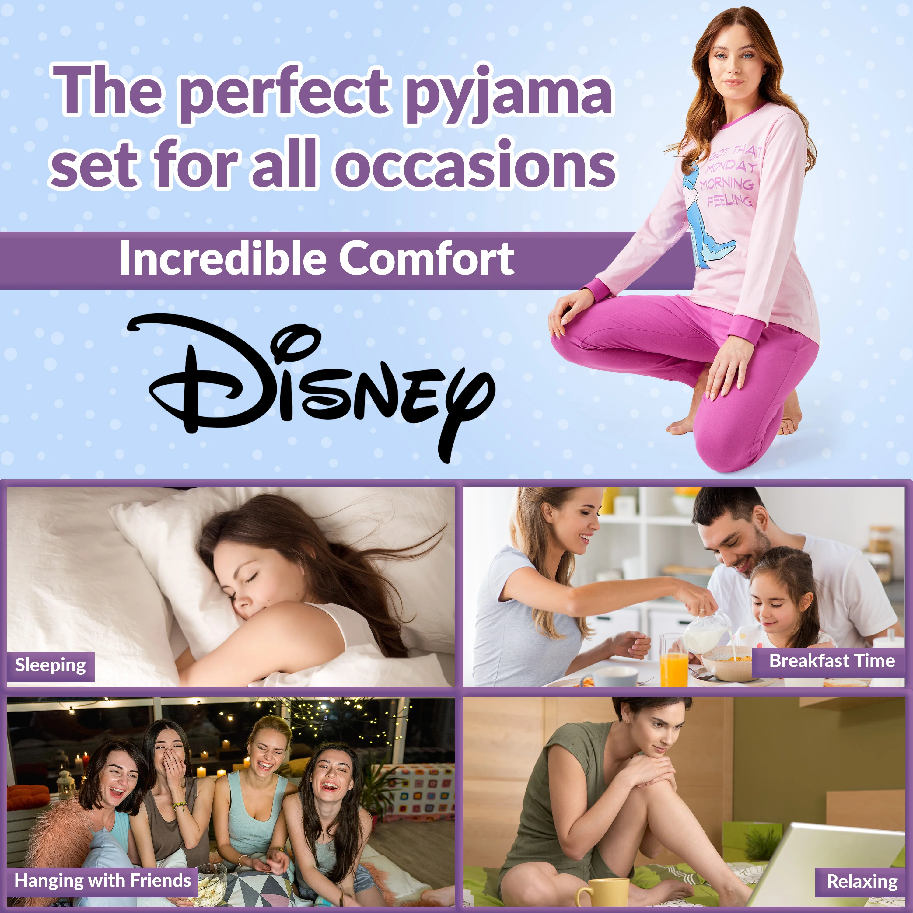 Disney Womens Pyjamas Set, Eeyore Nightwear for Women - Image 4