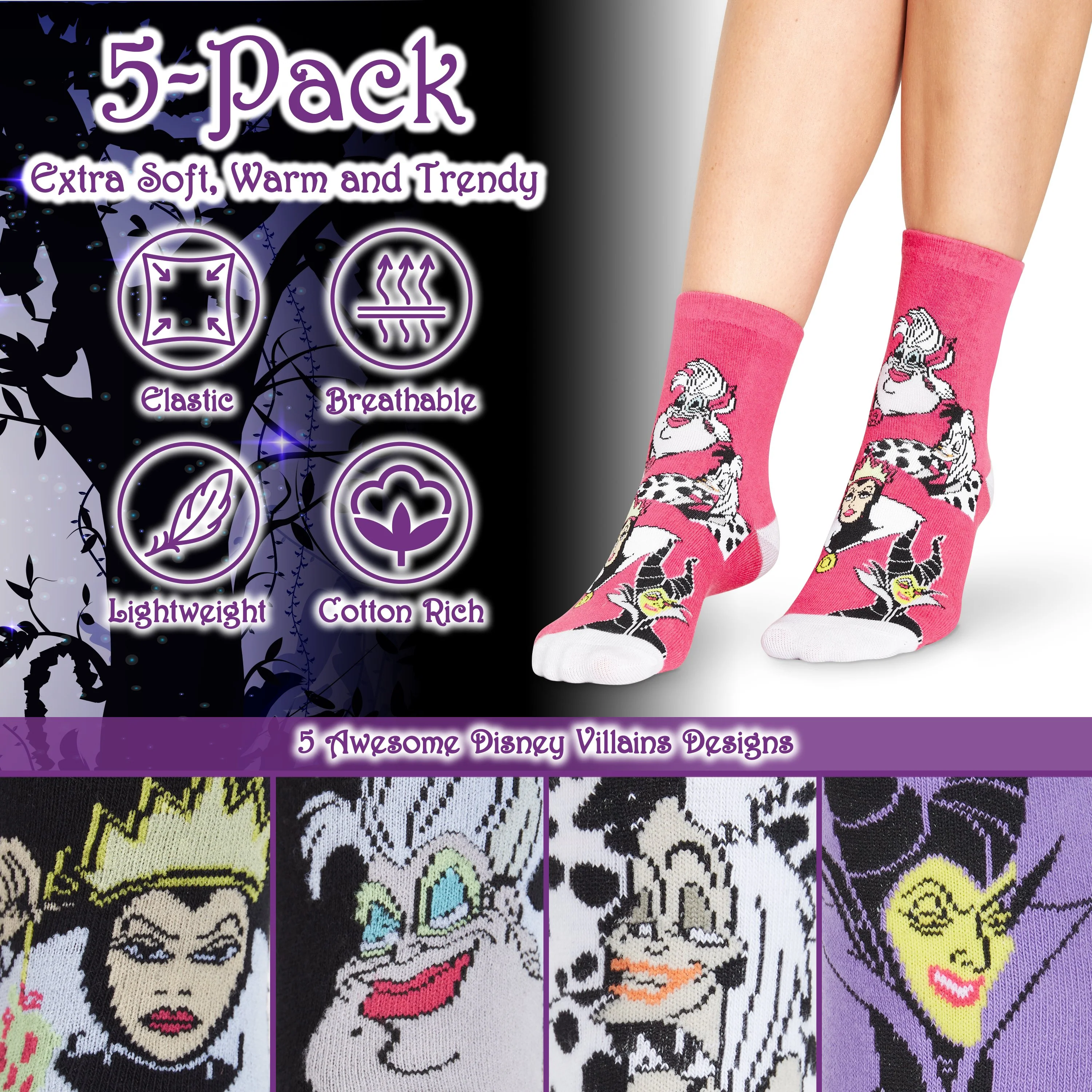Disney Womens Socks, Disney Villains Socks for Ladies, Disney Gifts - Image 3