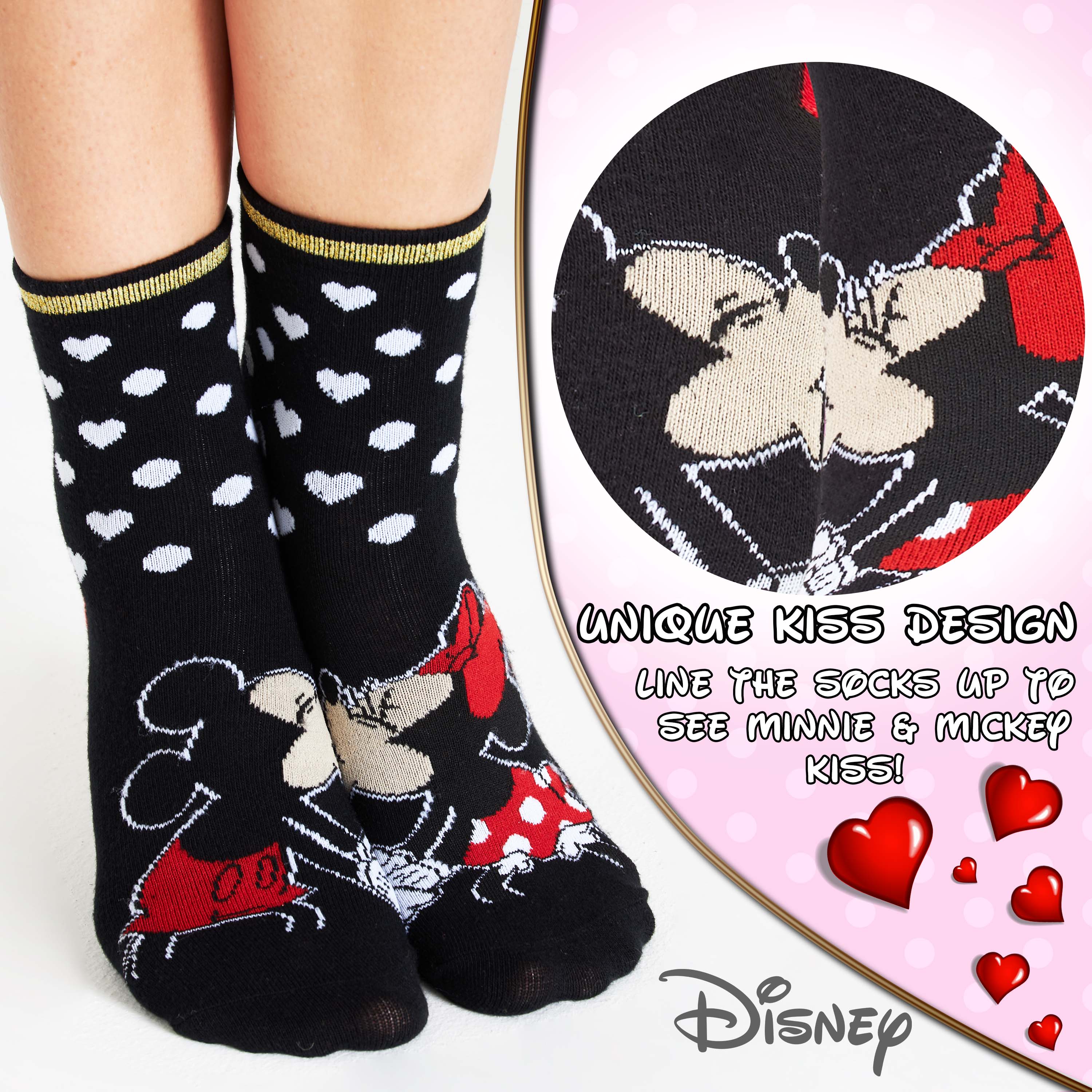 Disney Womens Socks, Red&Black 5 Pairs Minnie & Mickey Ladies Socks - Image 3