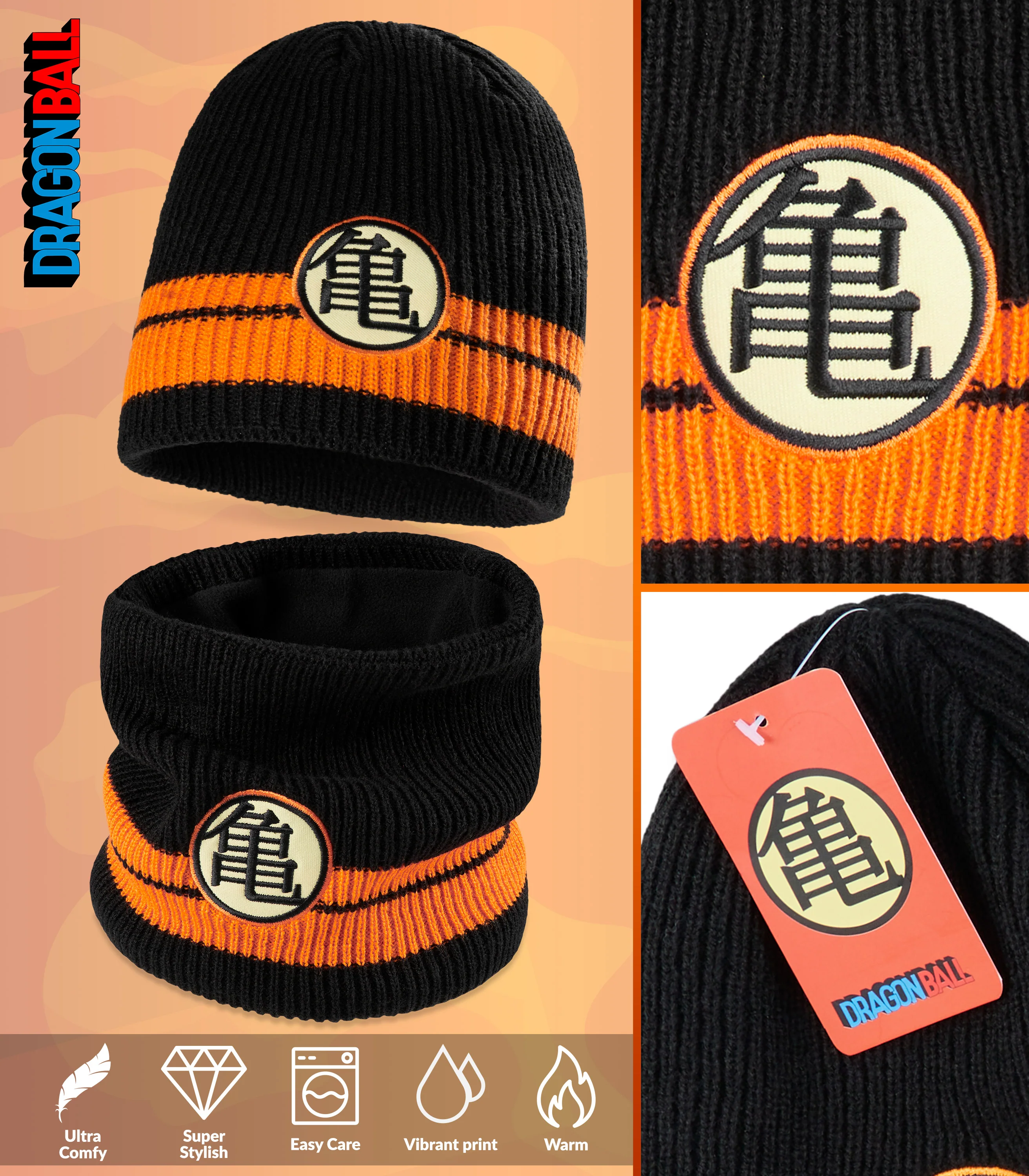 Dragon Ball Z Beanie and Snood for Men and Teenagers - Winter Hat and Neck Warmer 2 Piece Set - Image 5