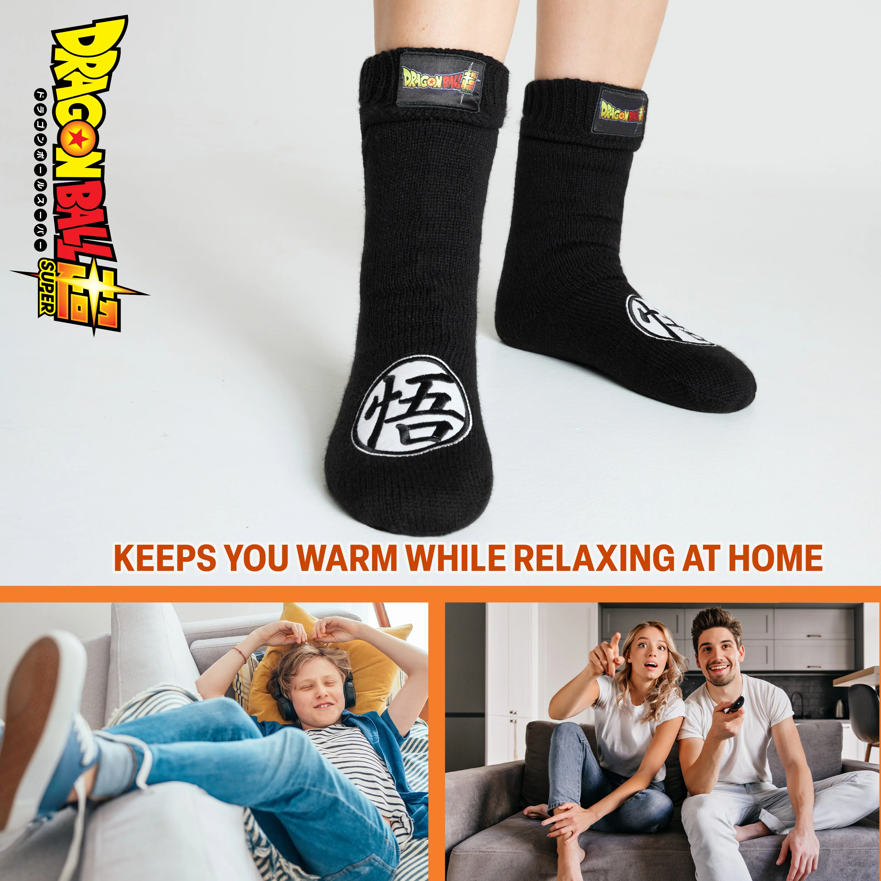 Dragon Ball Z Fluffy Socks for Boys - Black - Image 3