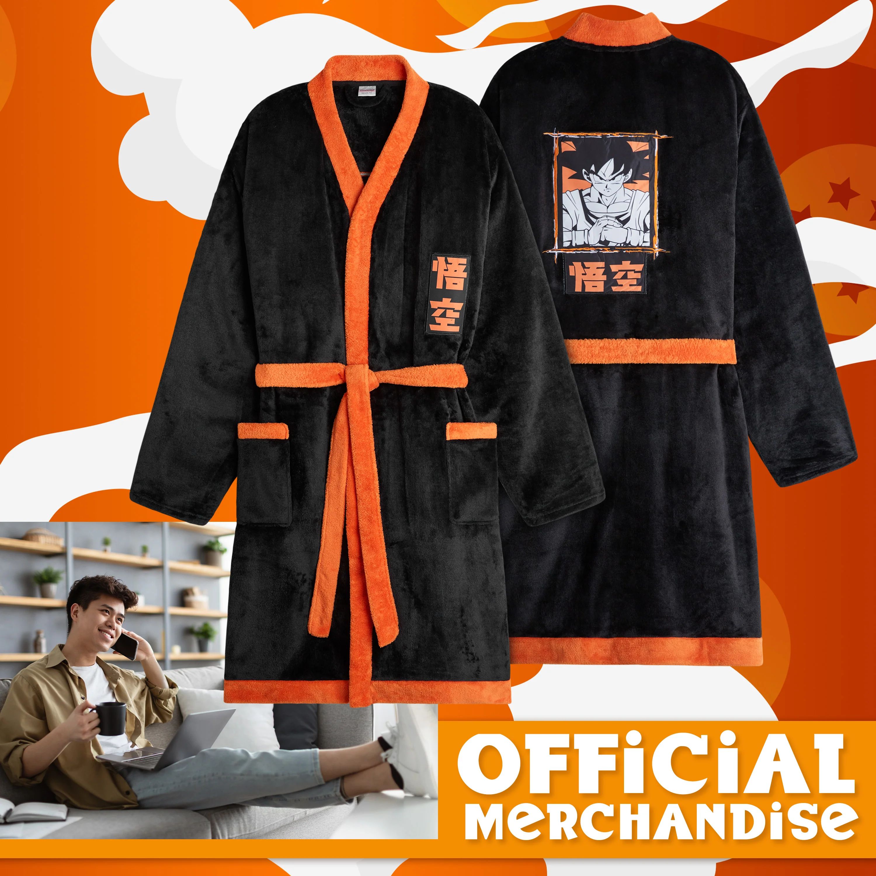 Dragon Ball Z Mens Fleece Dressing Gown Fluffy Bathrobe Loungewear Gifts for Him - Image 5