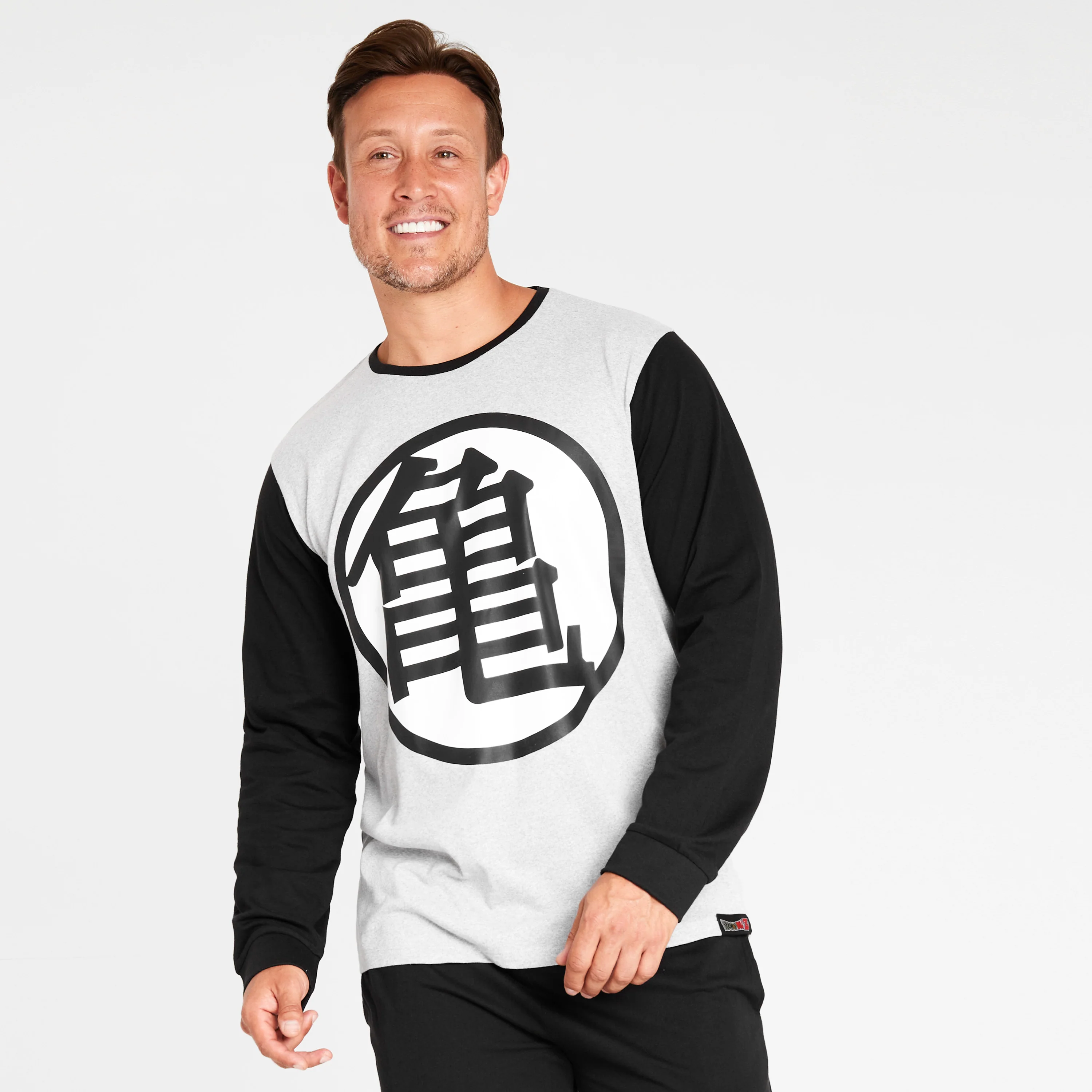 Dragon Ball Z Mens Pyjamas Set - Long Sleeve Nightwear - Black & Grey - Image 2