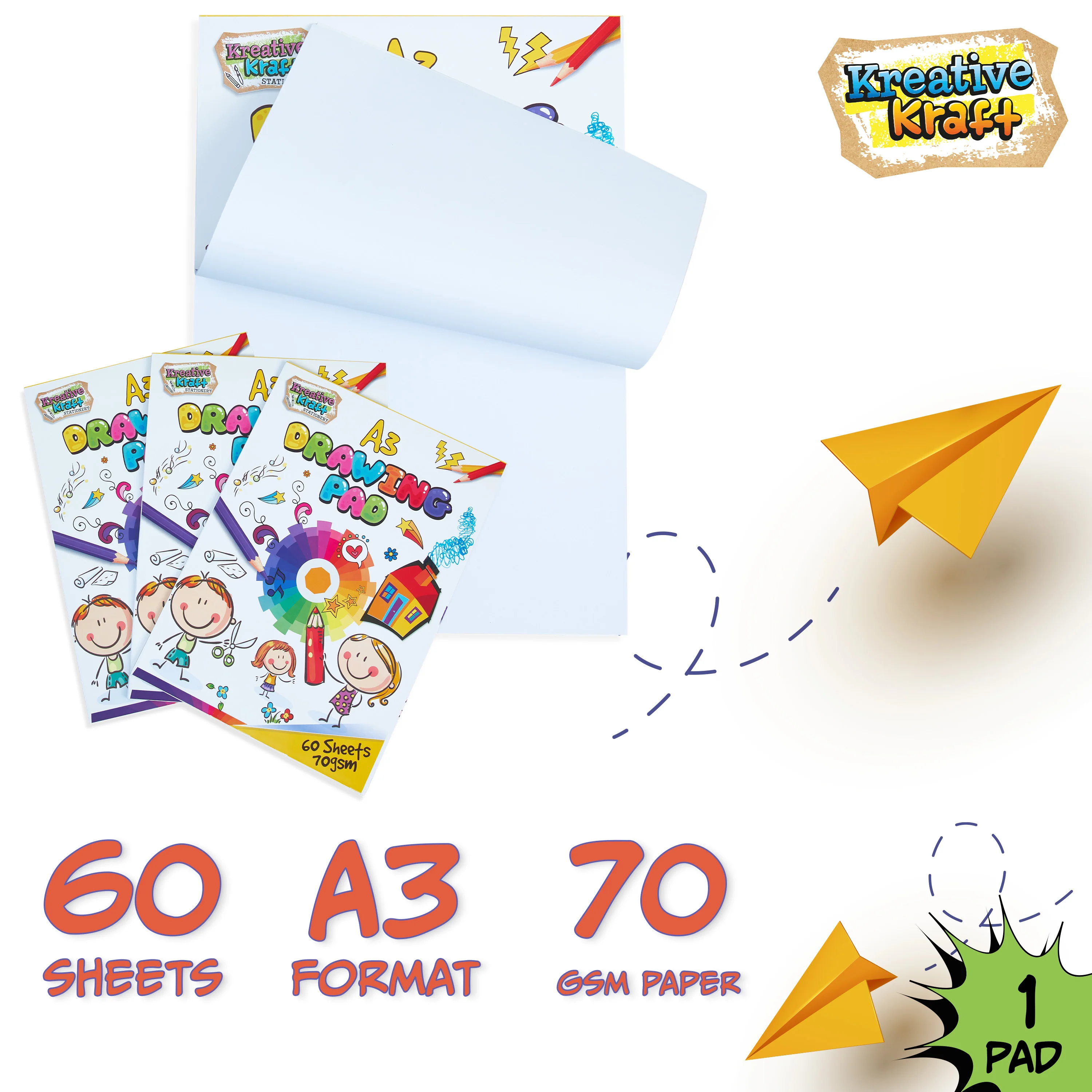 Drawing Pad for Kids, A3 70gsm Sketchbook - Pack of 1 - Image 5