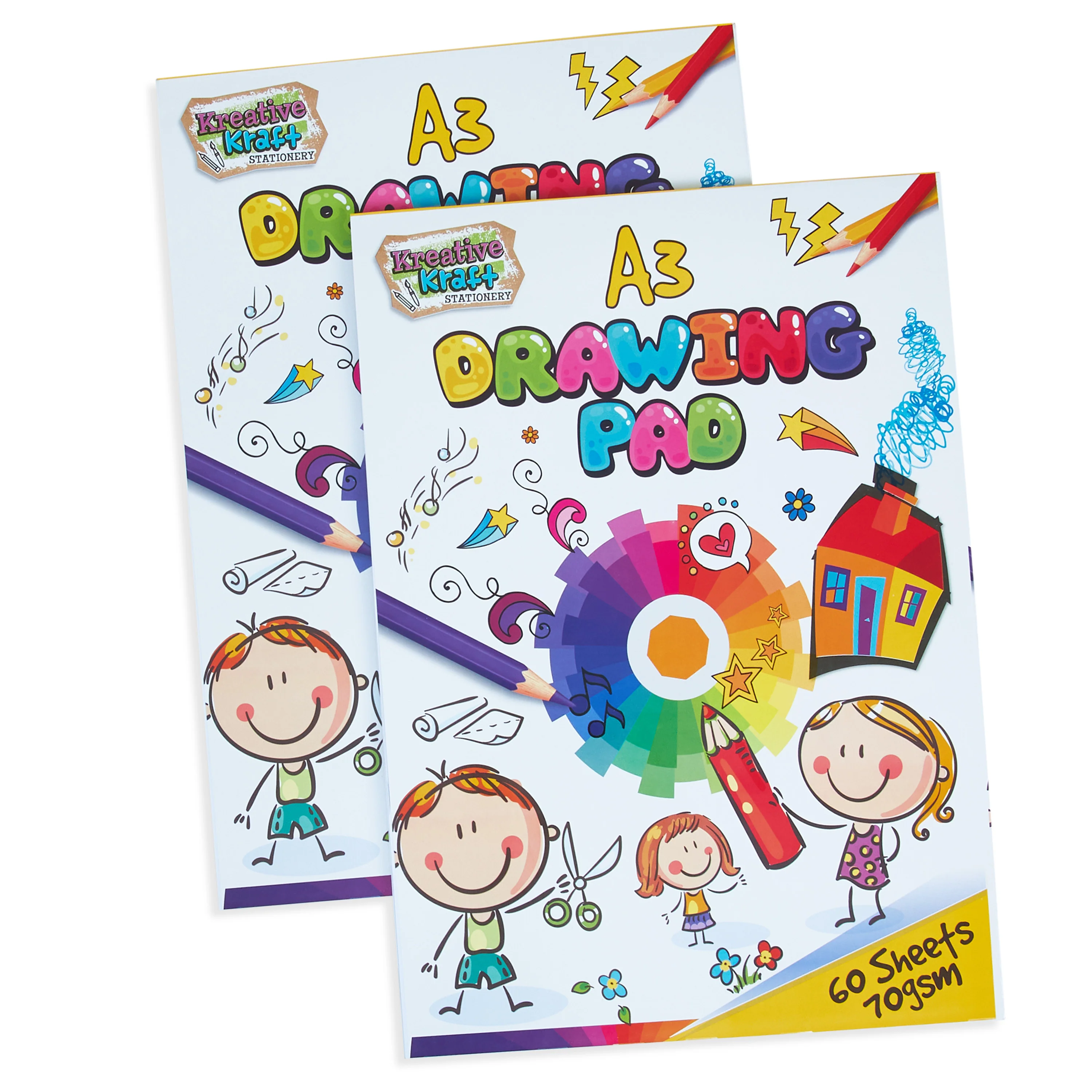 Drawing Pad for Kids, A3 70gsm Sketchbook - Pack of 2