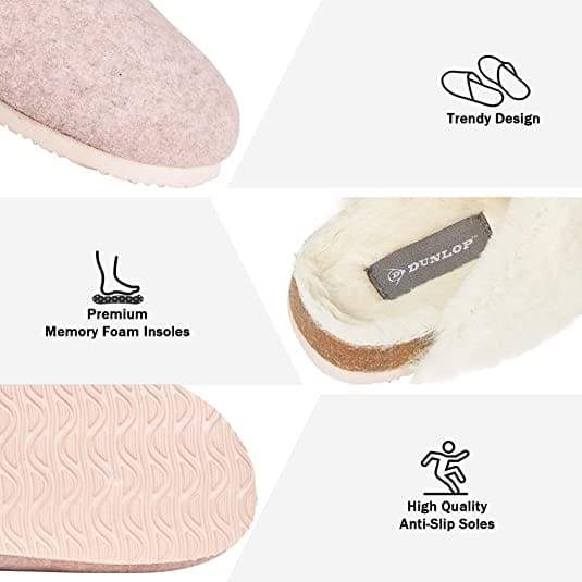 Dunlop Comfy Memory Foam Indoor Outdoor Super Soft Fluffy Slippers for Women - Image 3