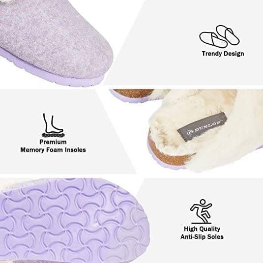 Dunlop Comfy Memory Foam Indoor Outdoor Super Soft Fluffy Slippers for Women - Image 9