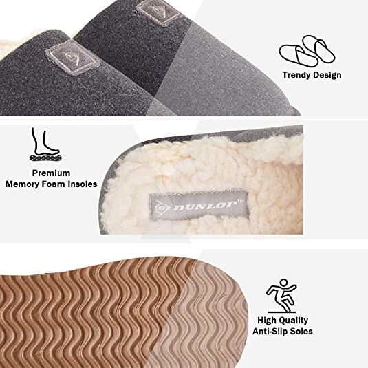 Dunlop Comfy Memory Foam Slippers with Rubber Sole Anti Slip for Men - Image 12