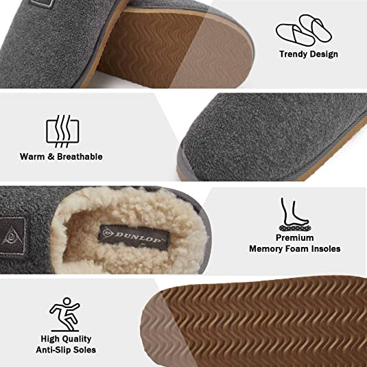 Dunlop Comfy Memory Foam Slippers with Rubber Sole Anti Slip for Men - Image 19