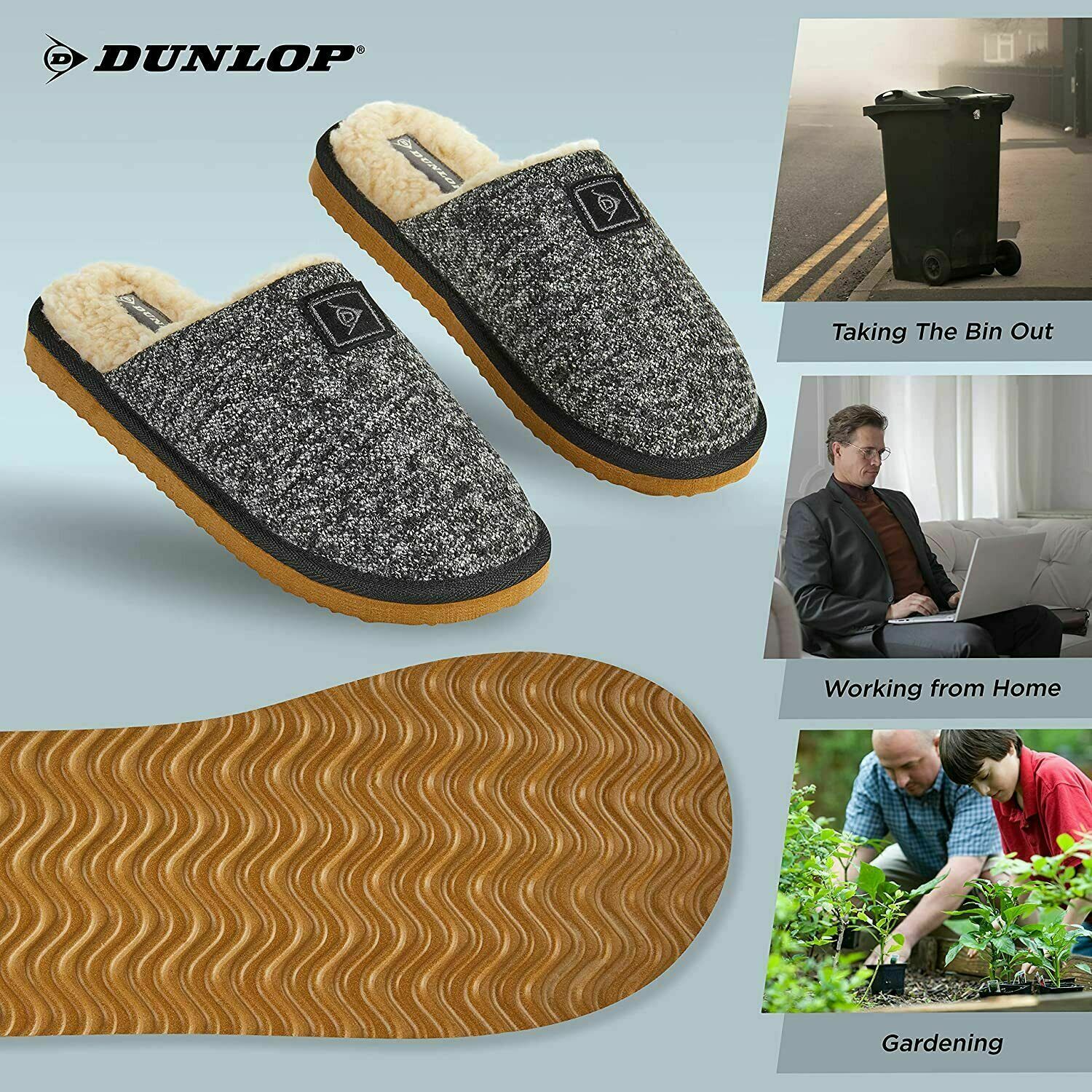 Dunlop Comfy Memory Foam Slippers with Rubber Sole Anti Slip for Men - Image 25