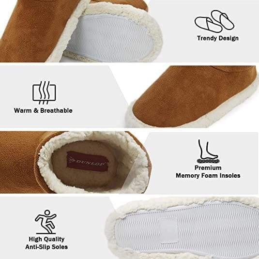 Dunlop Faux Sheepskin Warm Memory Foam Indoor Outdoor Bootie Slippers for Ladies - Image 10
