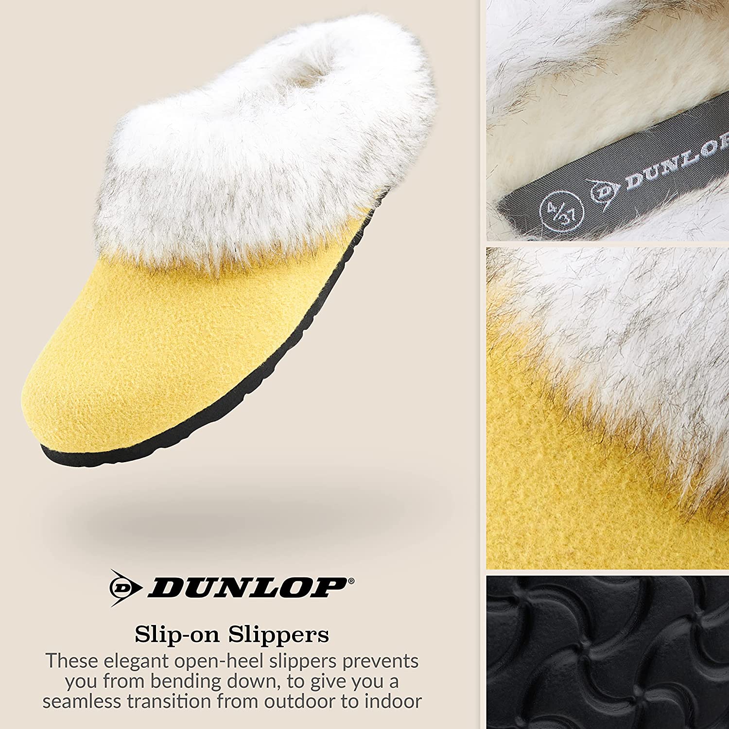Dunlop Ladies Slippers, Fluffy Slippers Women Faux Fur, House Shoes Indoor Outdoor - Image 33