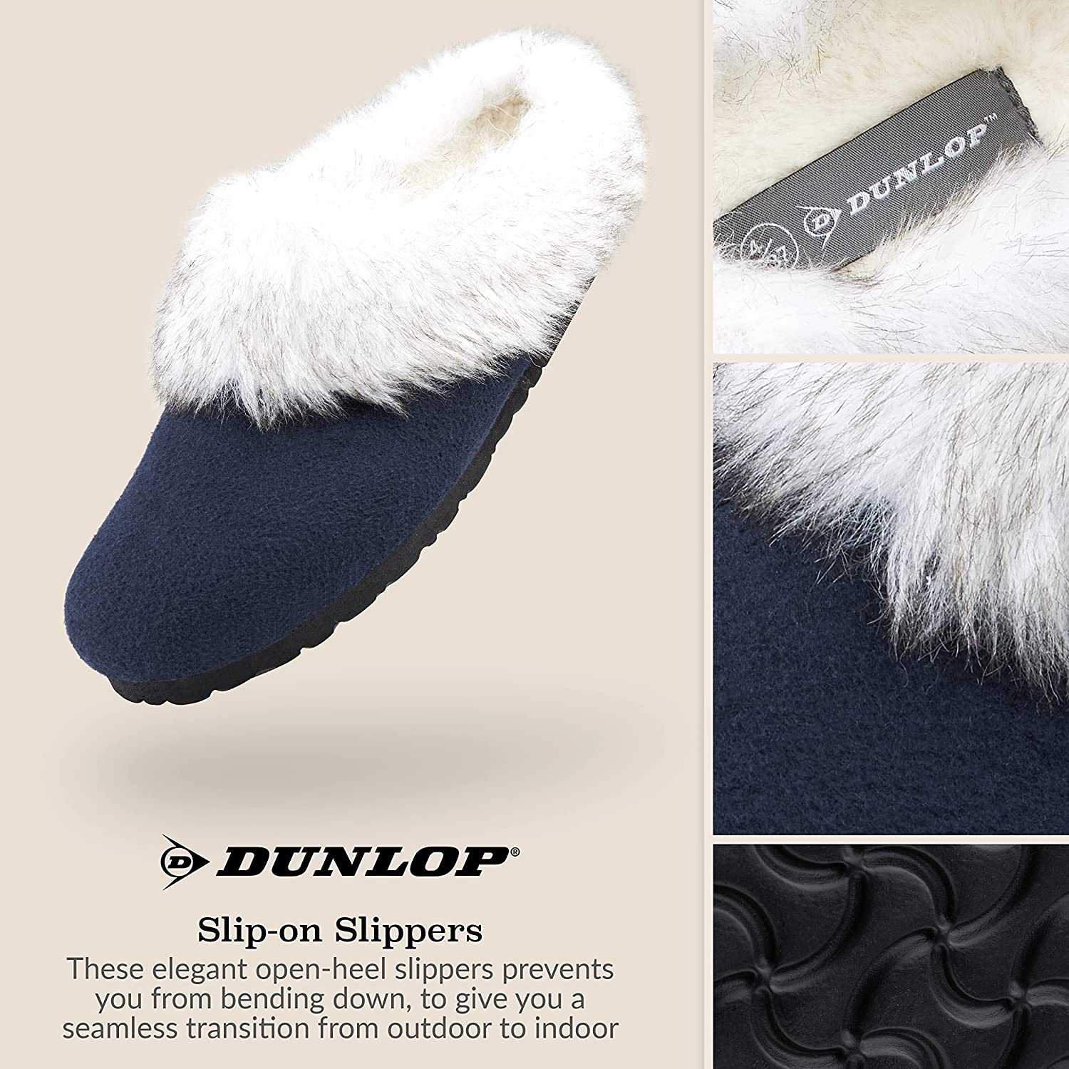 Dunlop Ladies Slippers, Fluffy Slippers Women Faux Fur, House Shoes Indoor Outdoor - Image 40
