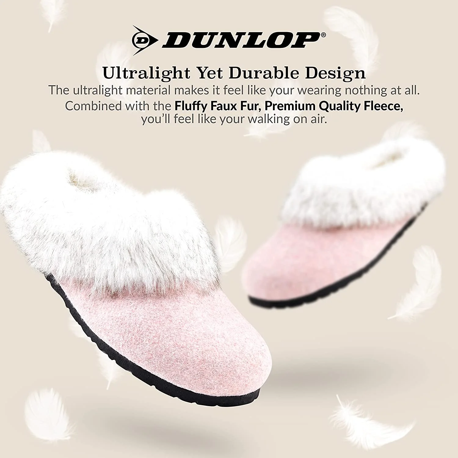 Dunlop Ladies Slippers, Fluffy Slippers Women Faux Fur, House Shoes Indoor Outdoor - Image 6