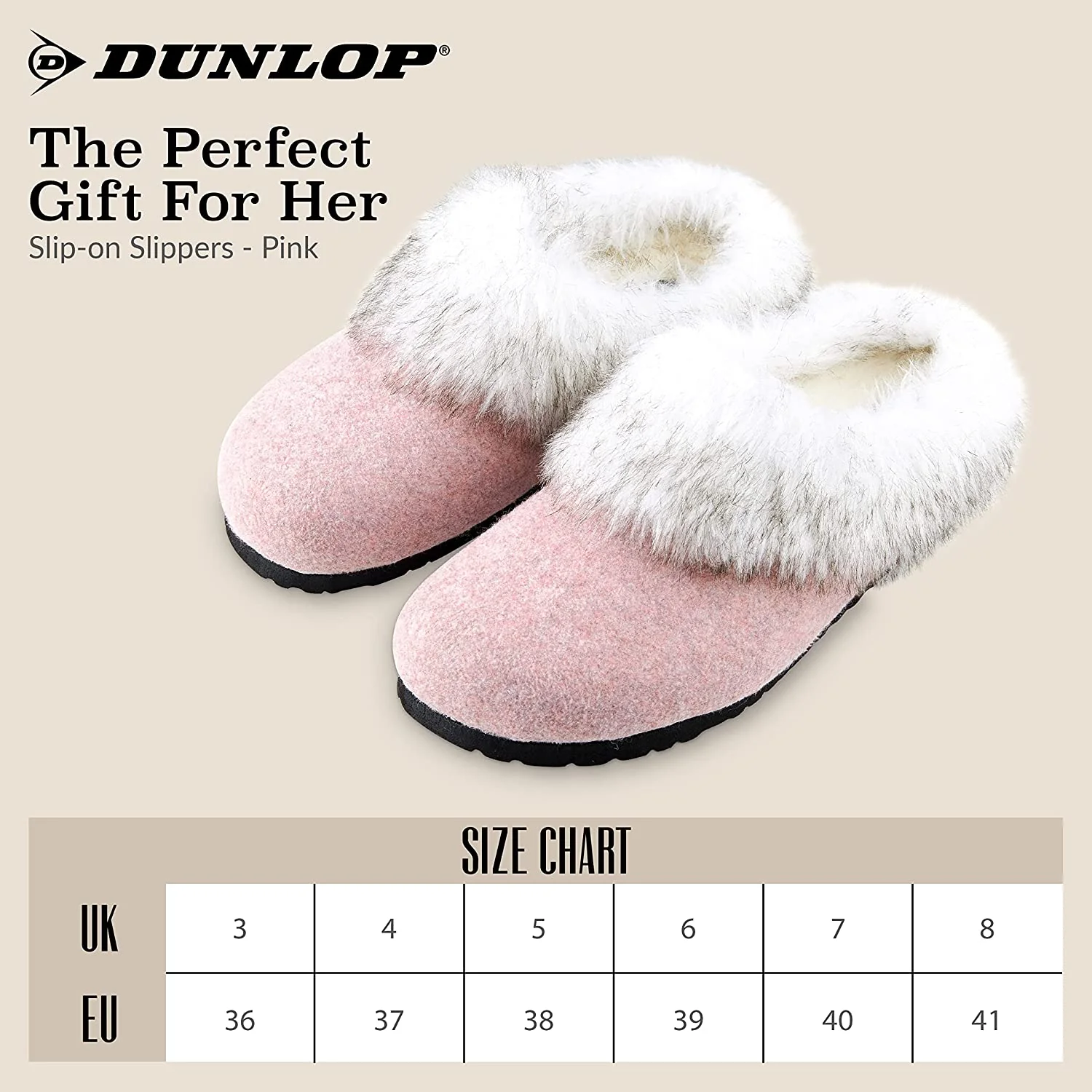 Dunlop Ladies Slippers, Fluffy Slippers Women Faux Fur, House Shoes Indoor Outdoor - Image 8