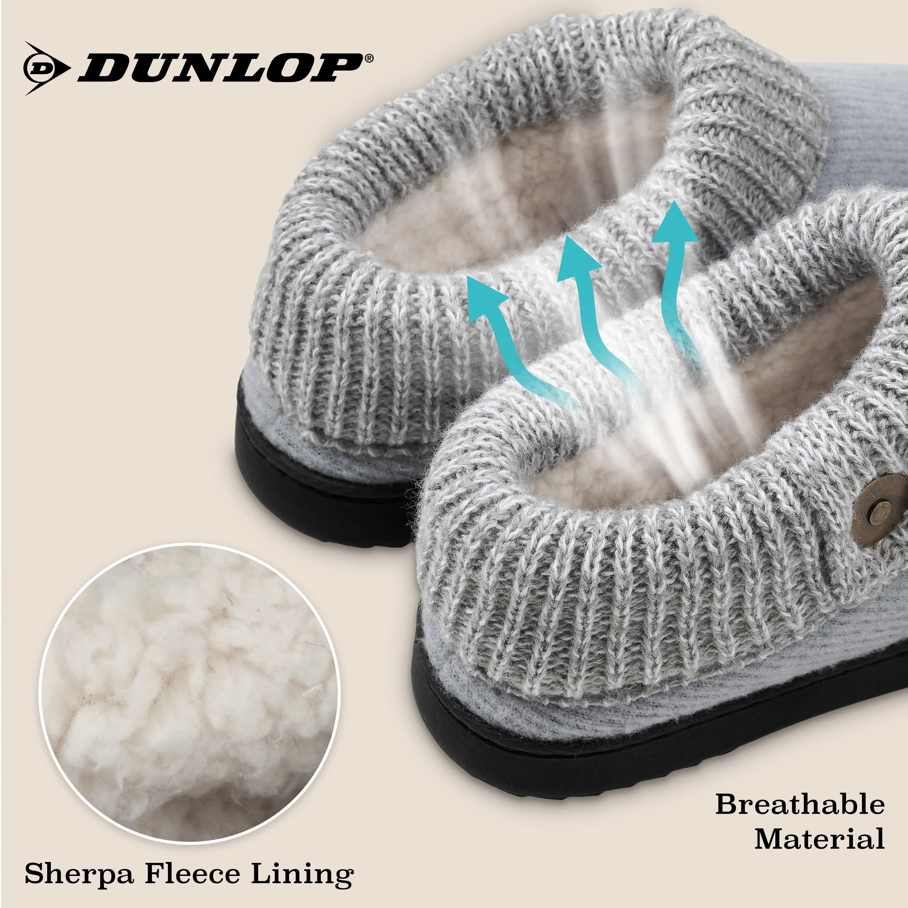 Dunlop Ladies Slippers, Memory Foam Fleece Lined House Shoes, Non Slip Rubber Sole - Image 11