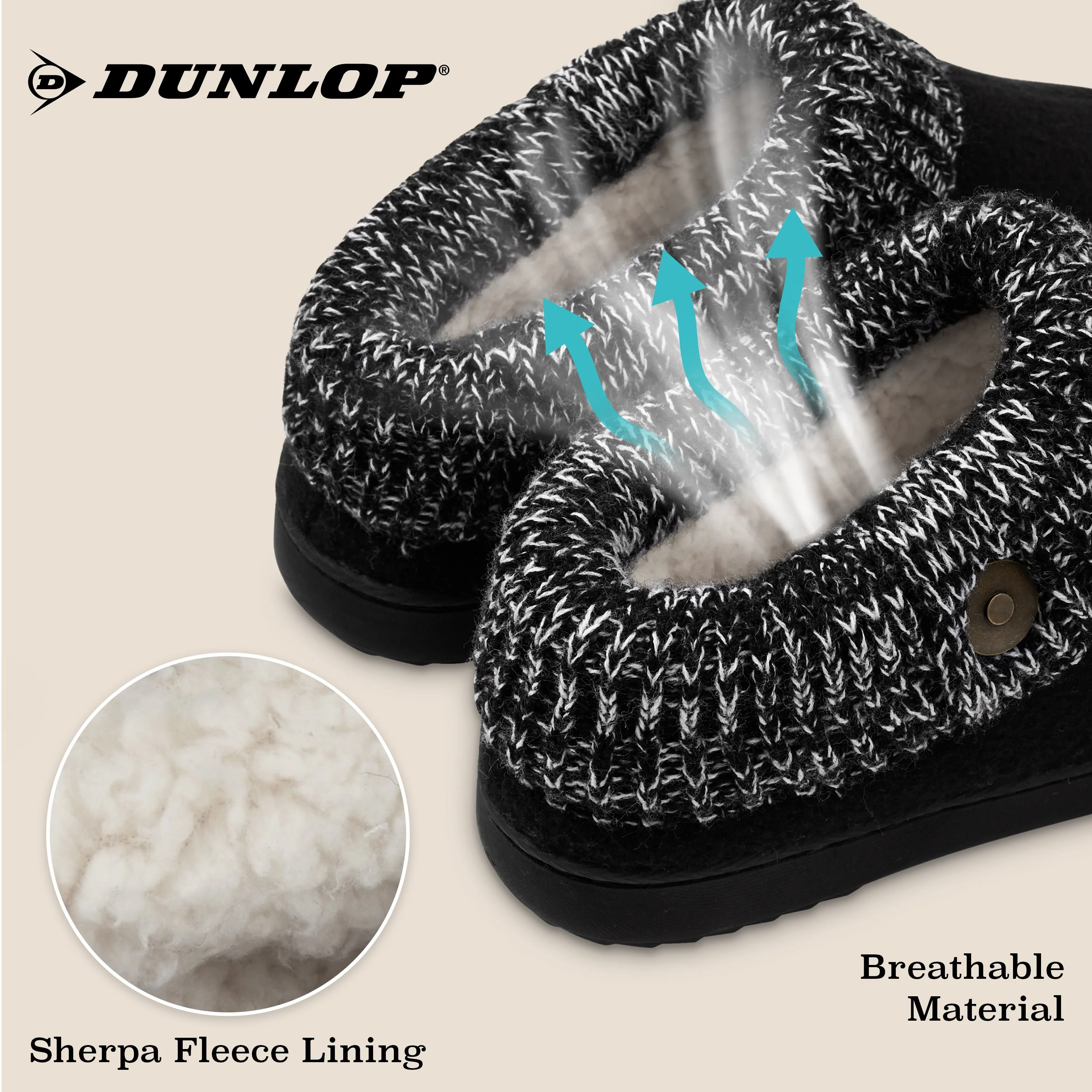 Dunlop Ladies Slippers, Memory Foam Fleece Lined House Shoes, Non Slip Rubber Sole - Image 4