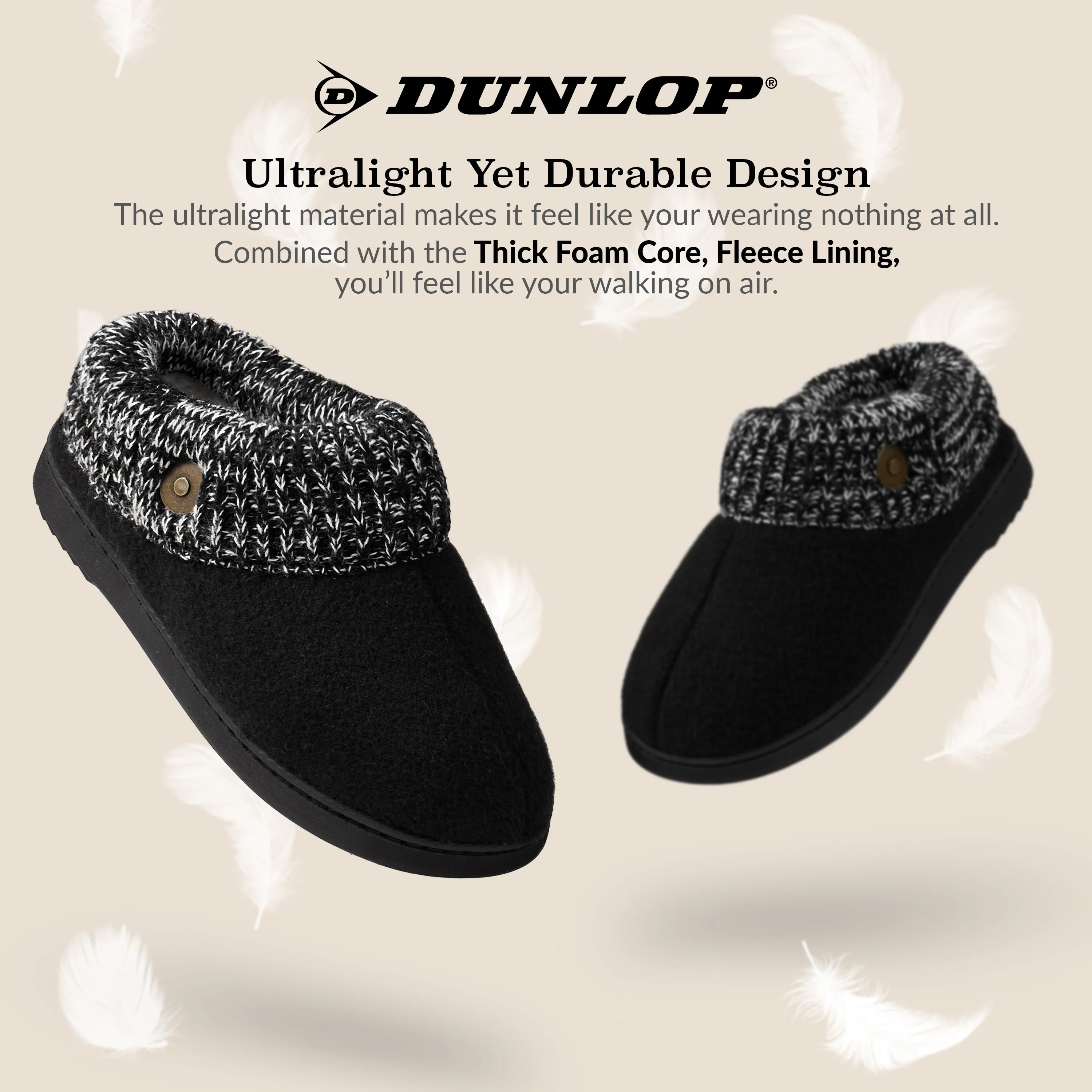 Dunlop Ladies Slippers, Memory Foam Fleece Lined House Shoes, Non Slip Rubber Sole - Image 6