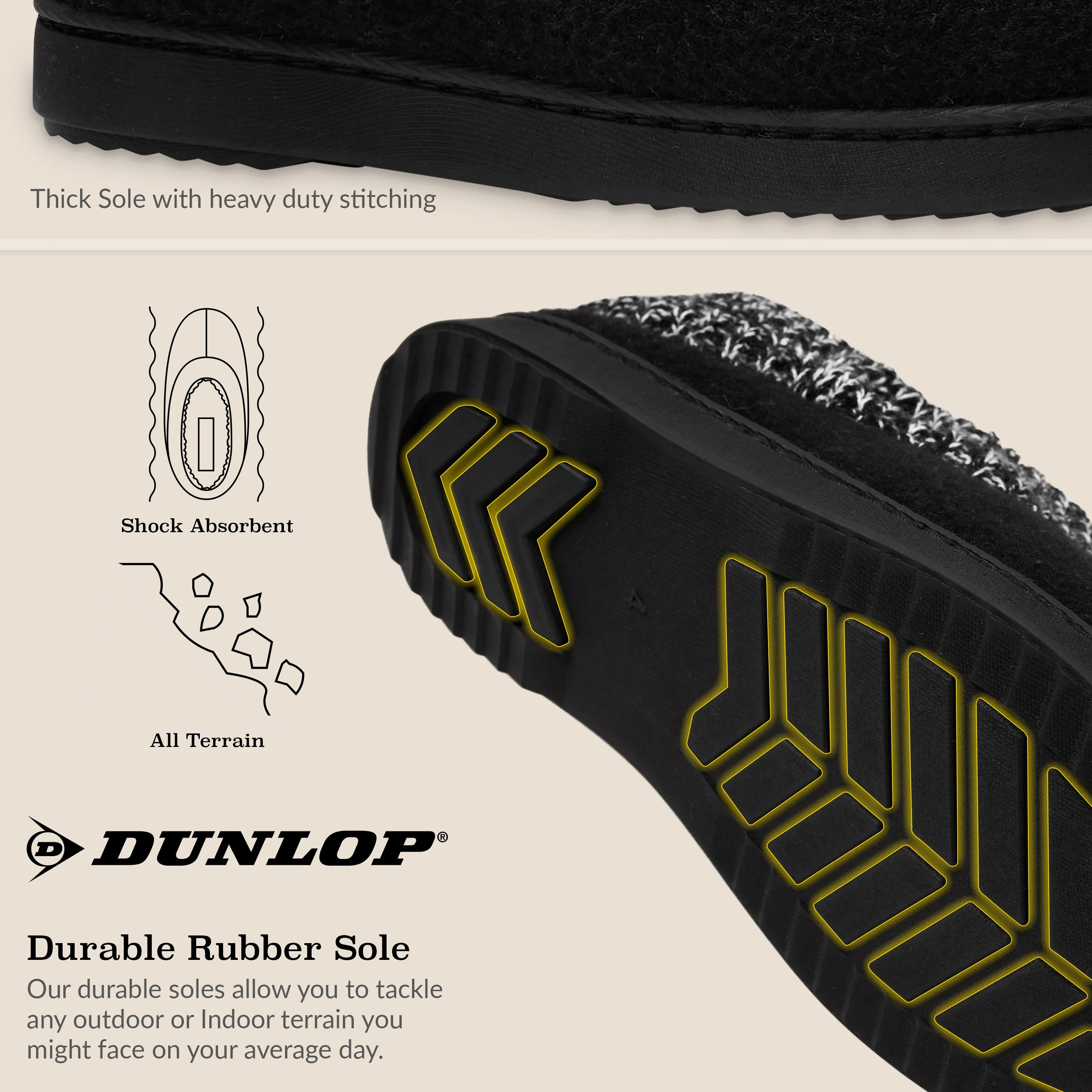 Dunlop Ladies Slippers, Memory Foam Fleece Lined House Shoes, Non Slip Rubber Sole - Image 7
