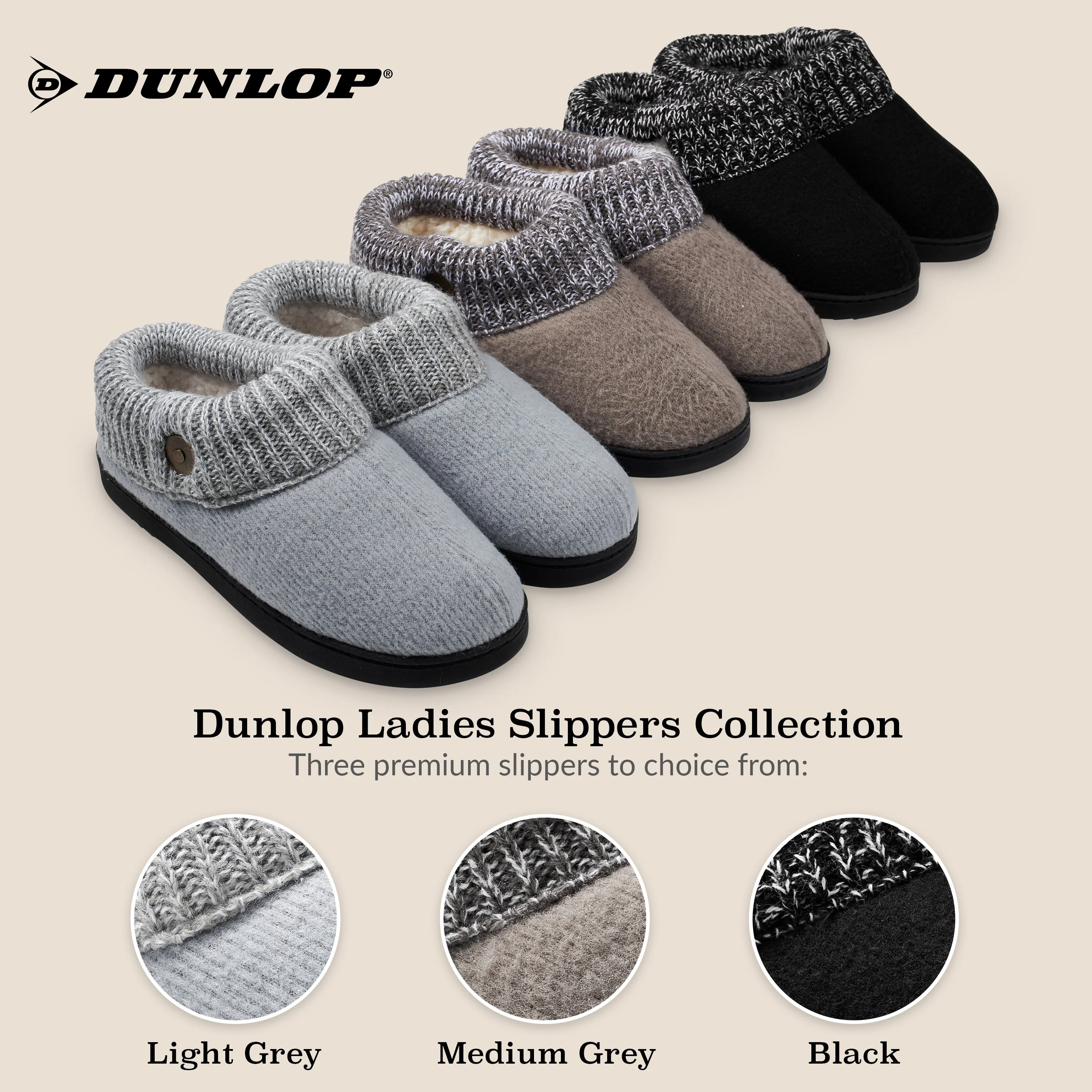 Dunlop Ladies Slippers, Memory Foam Fleece Lined House Shoes, Non Slip Rubber Sole - Image 8