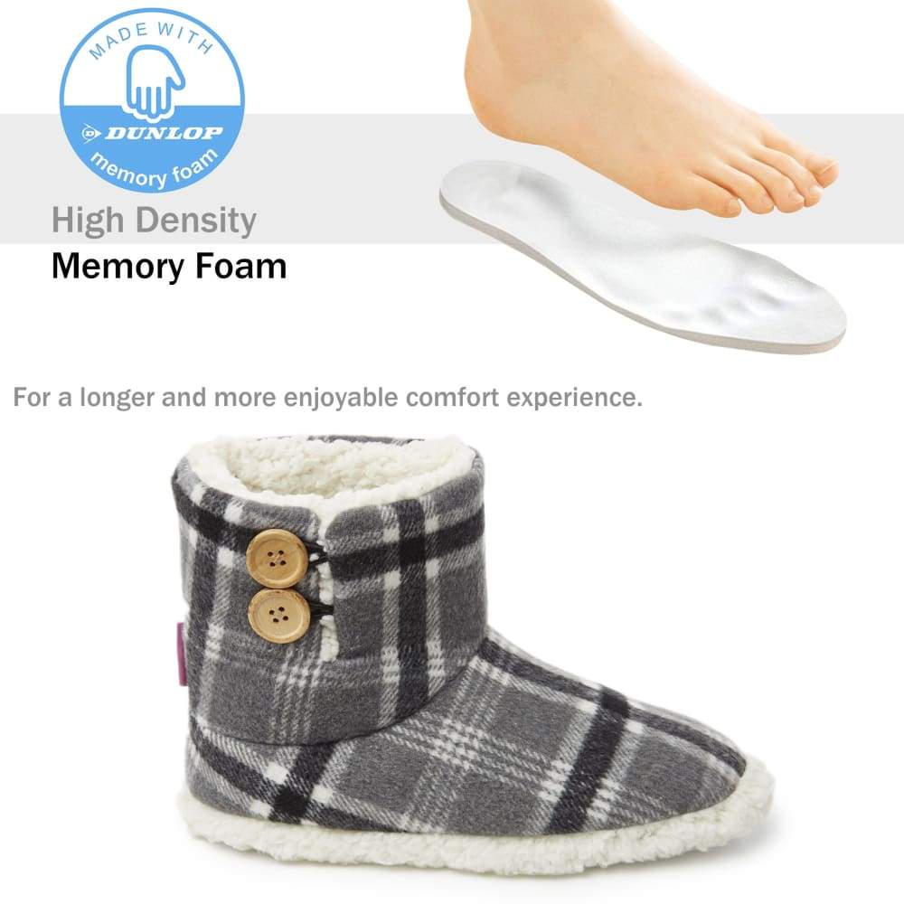 Dunlop Memory Foam Faux Sheepskin Fur Plush Bootie Slippers for Women - Image 10