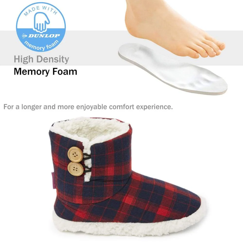 Dunlop Memory Foam Faux Sheepskin Fur Plush Bootie Slippers for Women - Image 3