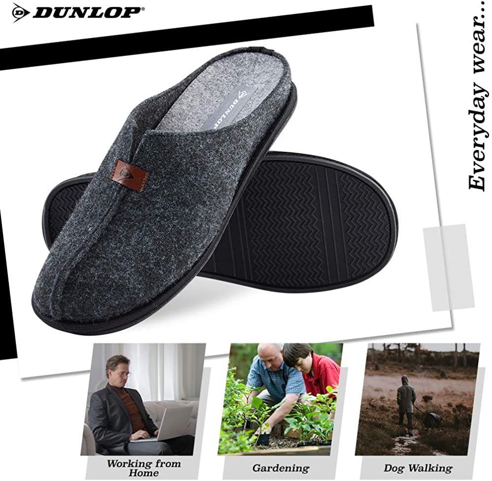 Dunlop Mens Slippers, Felt Slip On Mules Men's Slippers - Image 14