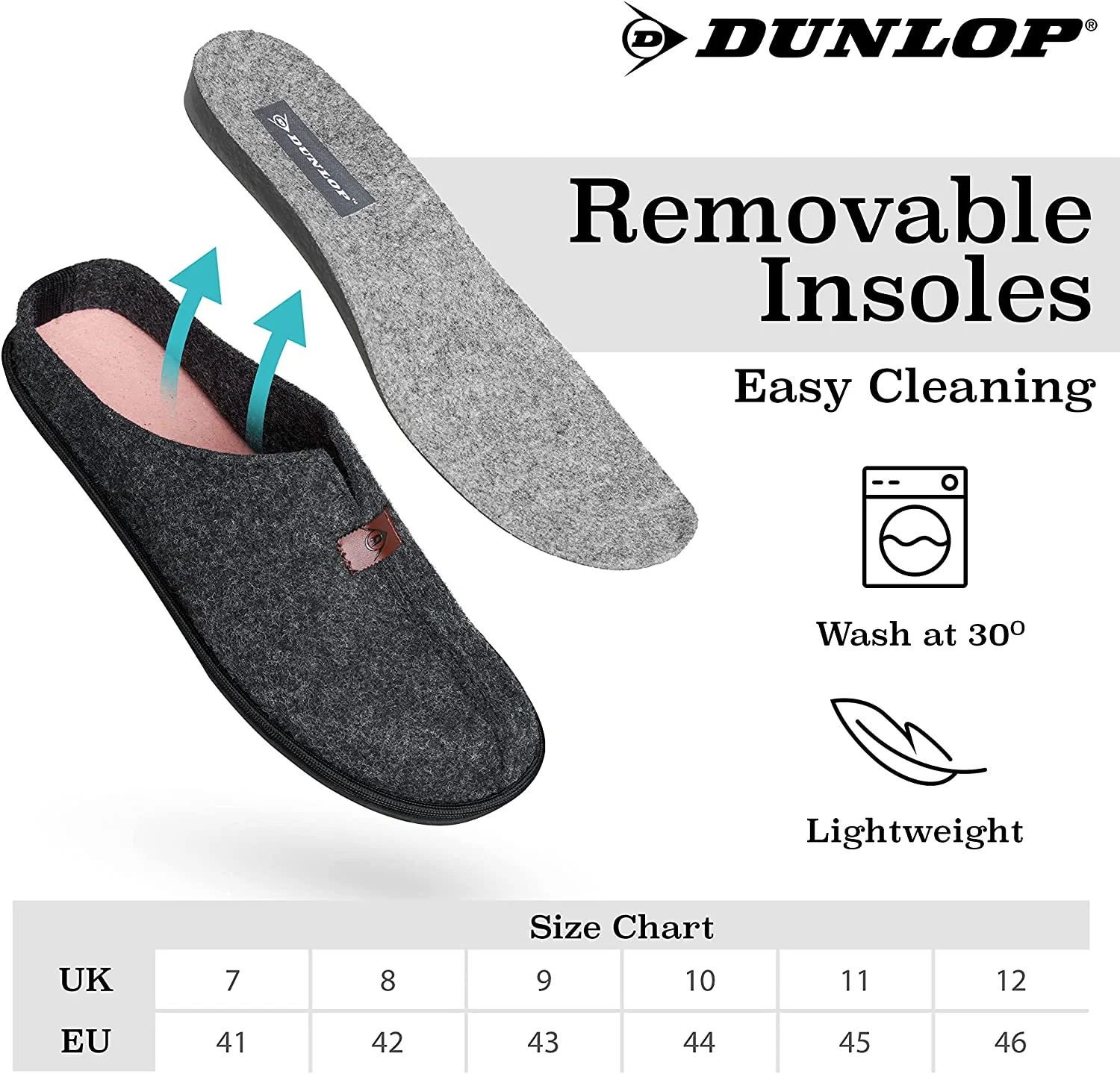 Dunlop Mens Slippers, Felt Slip On Mules Men's Slippers - Image 17