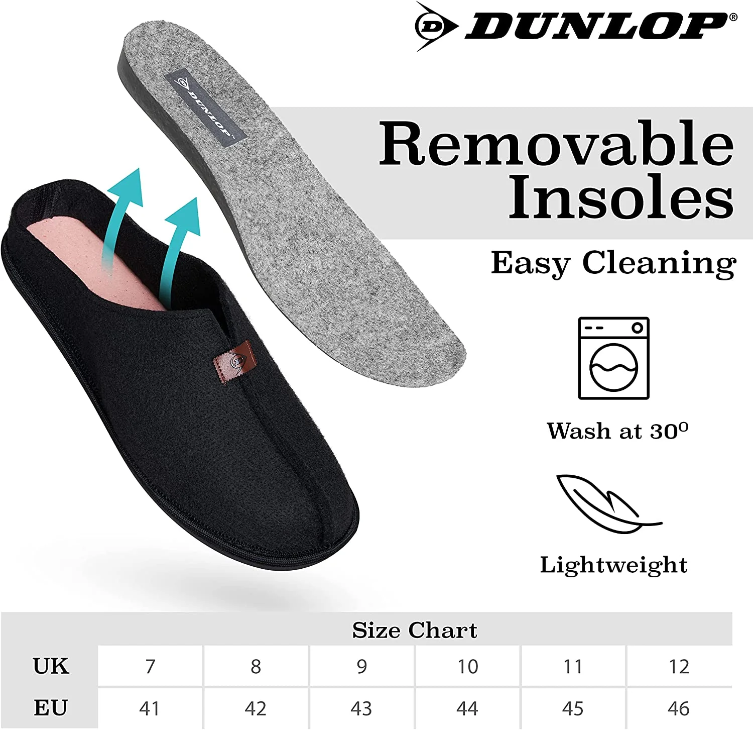 Dunlop Mens Slippers, Felt Slip On Mules Men's Slippers - Image 24