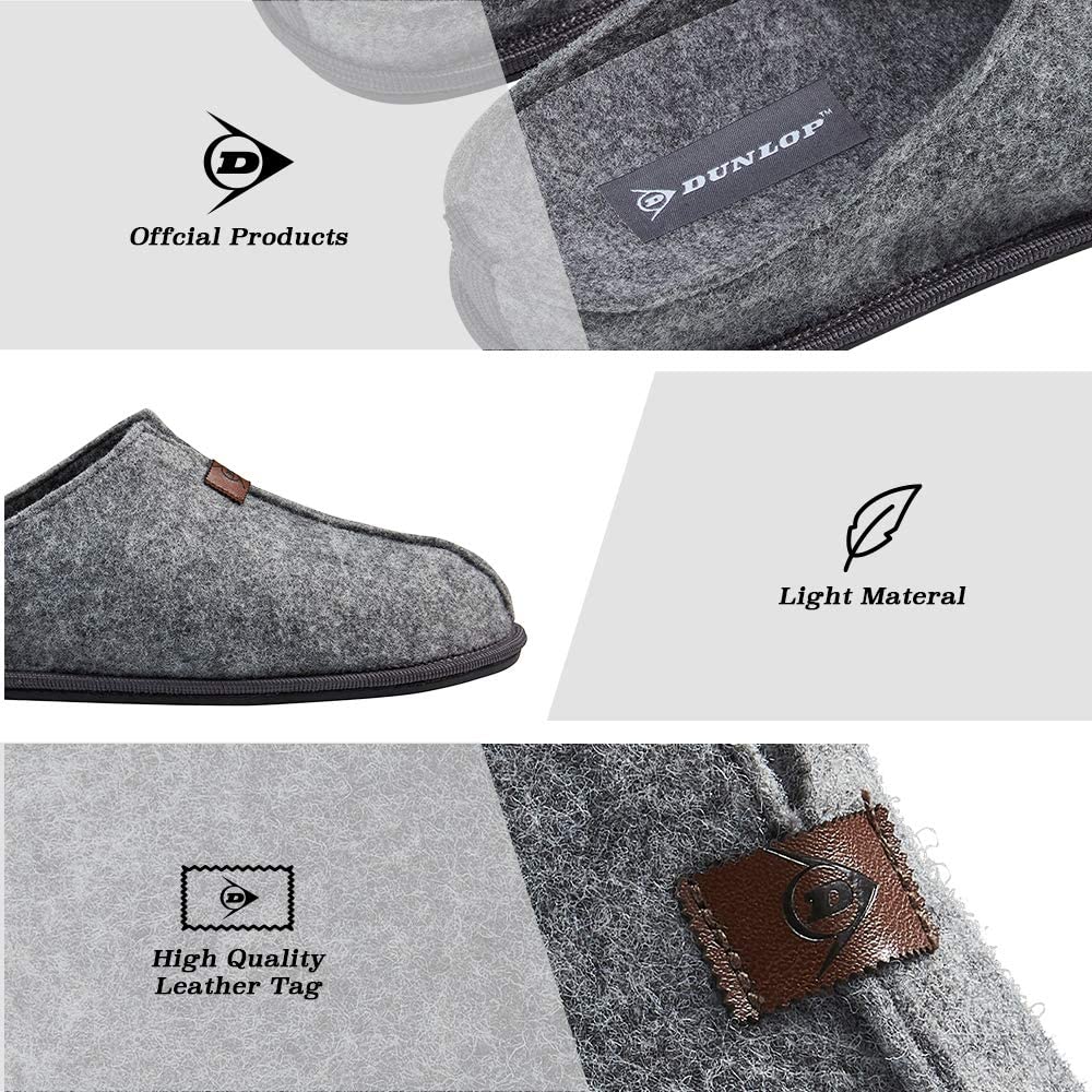 Dunlop Mens Slippers, Felt Slip On Mules Men's Slippers - Image 6