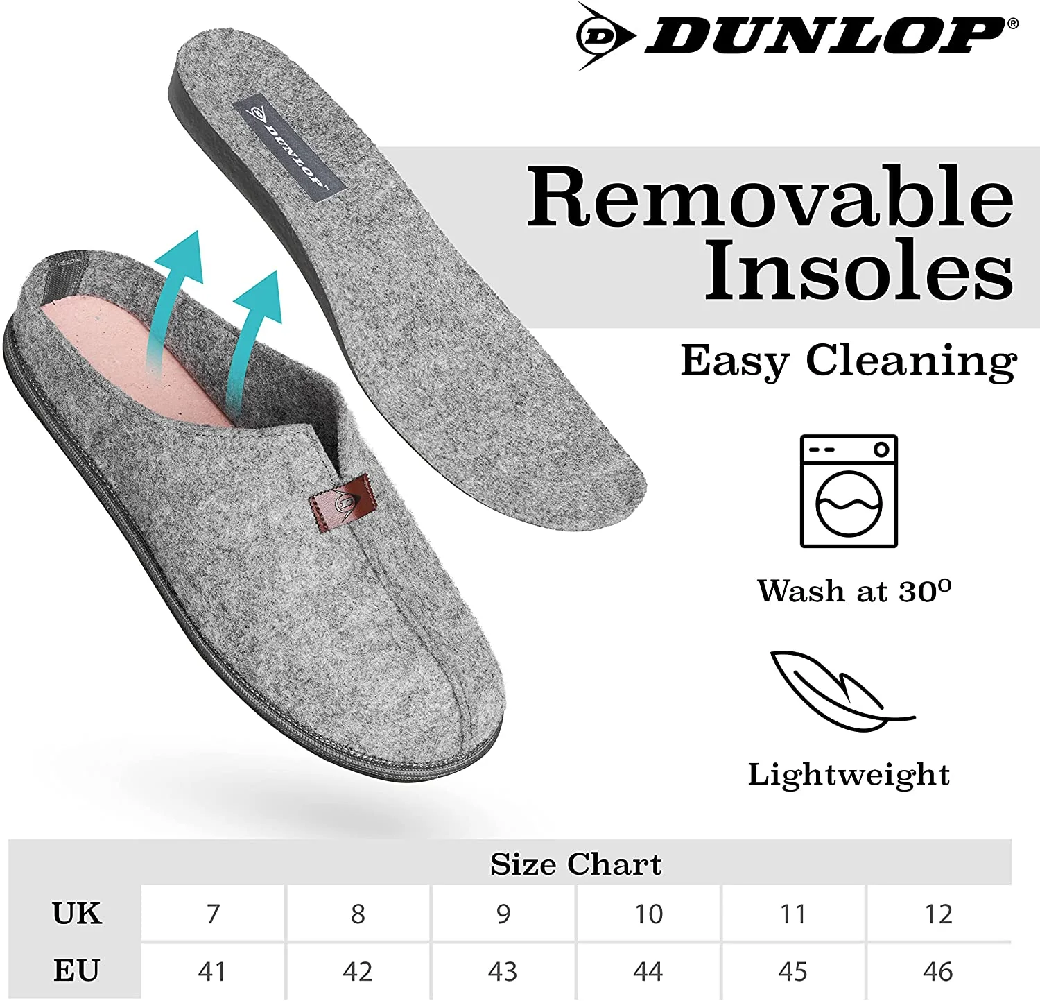 Dunlop Mens Slippers, Felt Slip On Mules Men's Slippers - Image 8